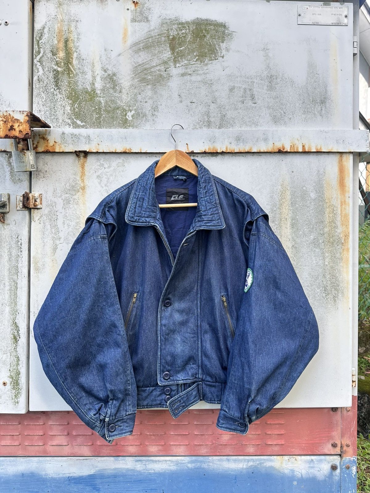 Vintage 👹Vintage Cle Man Baggy Denim Bomber Jacket Size US L / EU 52-54 / 3 - 1 Thumbnail
