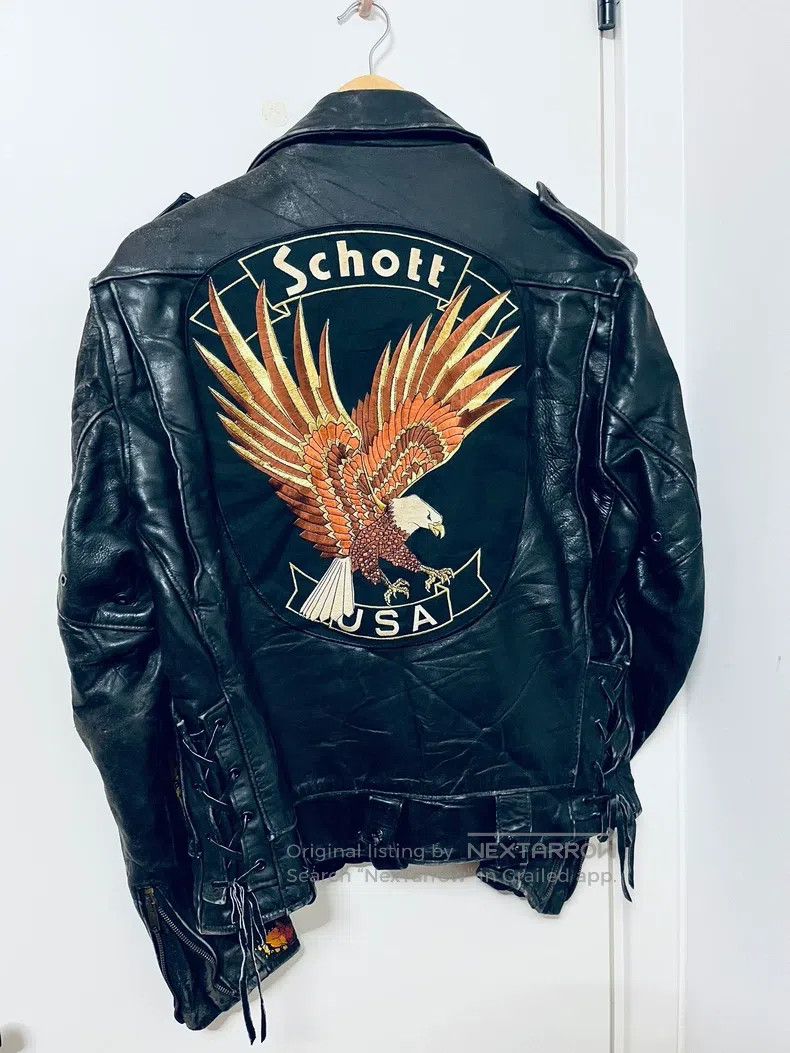Schott Schott 119 cowhide cable-stayed embroidered motorcycle lea Size US S / EU 44-46 / 1 - 1 Thumbnail