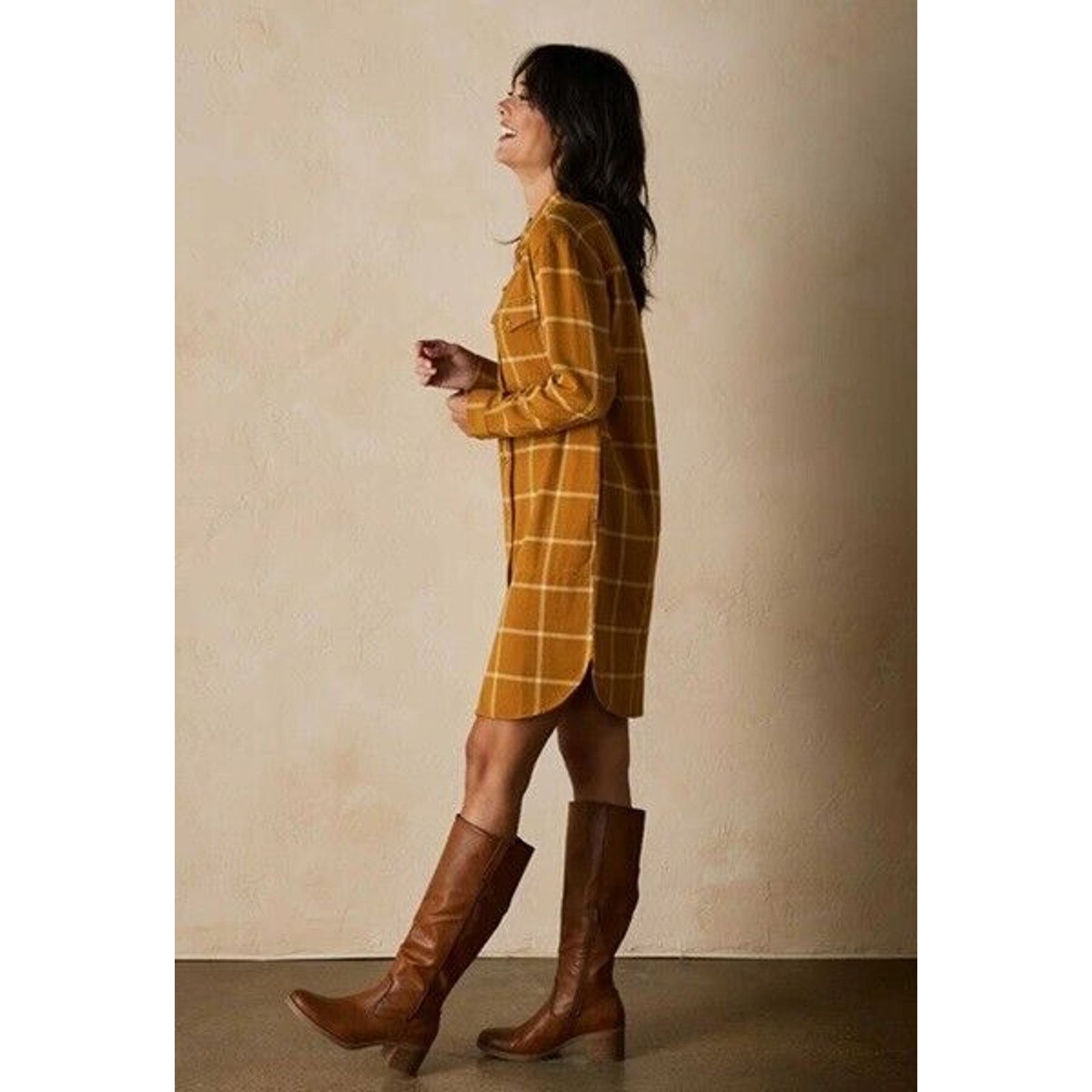 The Mountain NWT THE NORMAL BRAND Mountain Shirt Dress Palomino Plaid XS Size XS / US 0-2 / IT 36-38 - 5 Thumbnail