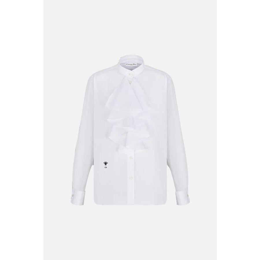 Dior DIOR White Ruffled Neckline Blouse New & Authentic (Men's si Size S / US 4 / IT 40 - 1 Preview