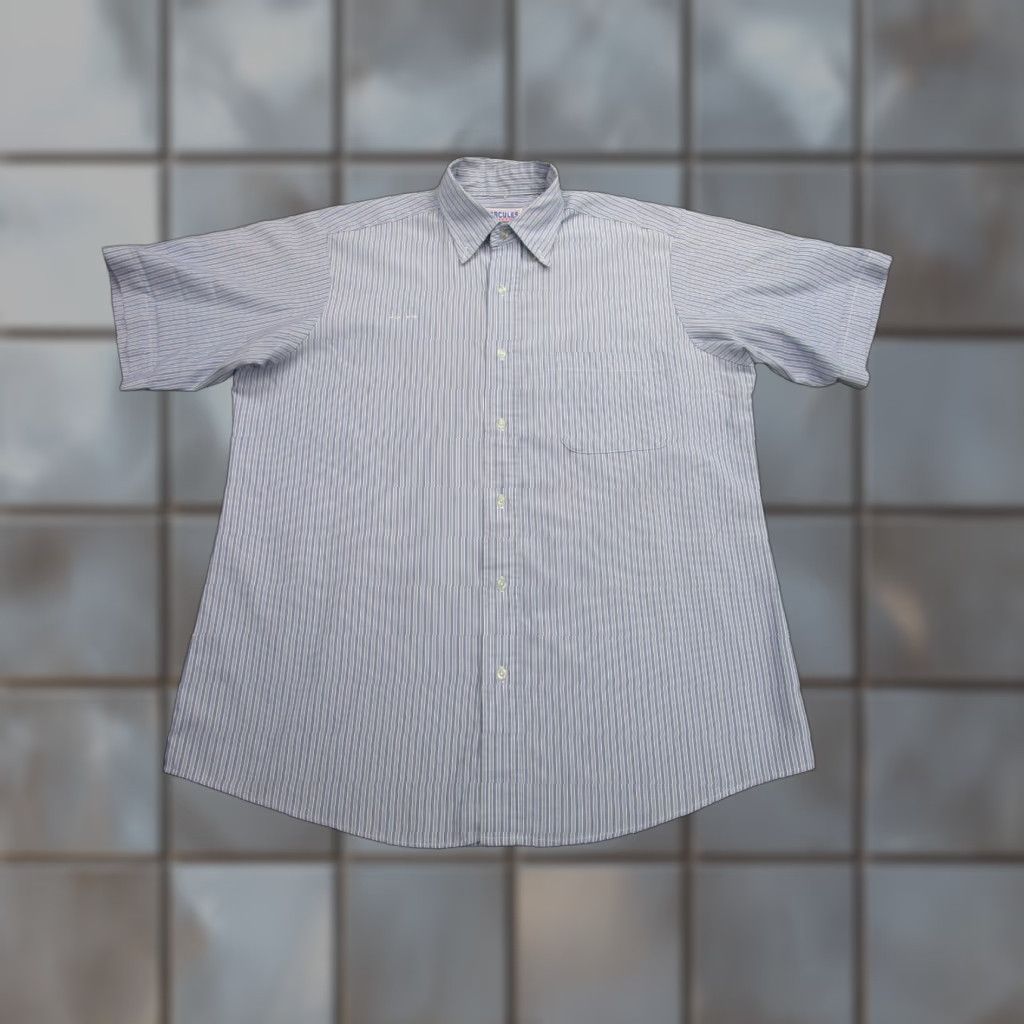 Vintage VINTAGE Hercules Cotton Blend Button-Up Shirt Mens Large Blue Striped 80s USA Workwear Size US L / EU 52-54 / 3 - 1 Thumbnail