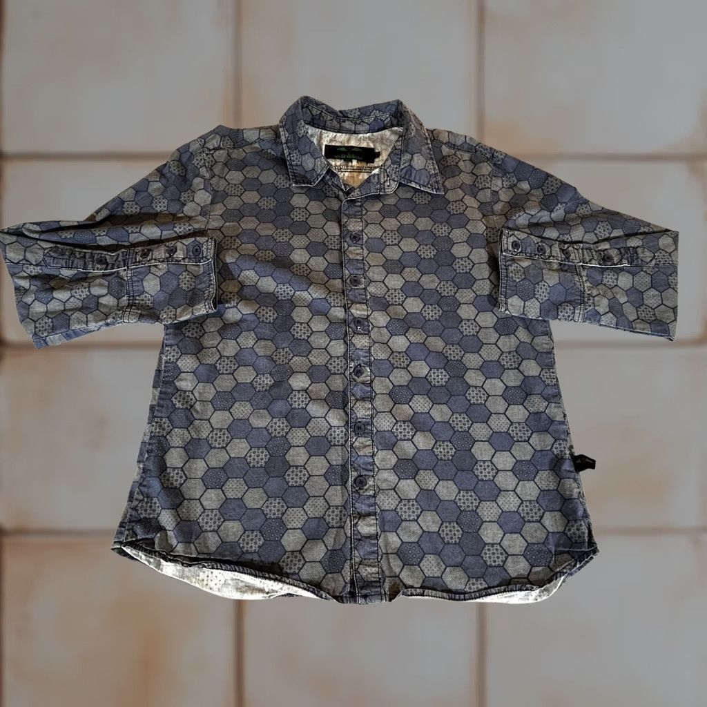 Tripp NYC TRIPP NYC Shirt Mens L Blue Honeycomb Button Long Sleeve Joker Cosplay Goth Emo Size US L / EU 52-54 / 3 - 1 Thumbnail