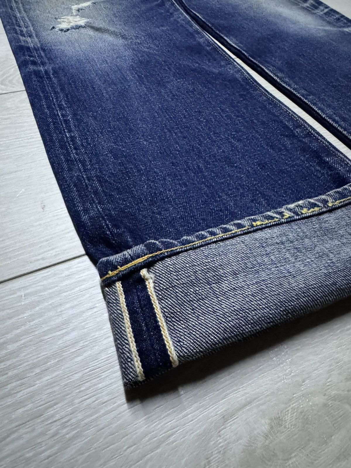 Vtg Denime 90s Selvedge Jeans Yellow Line Shins Era 66 Type
