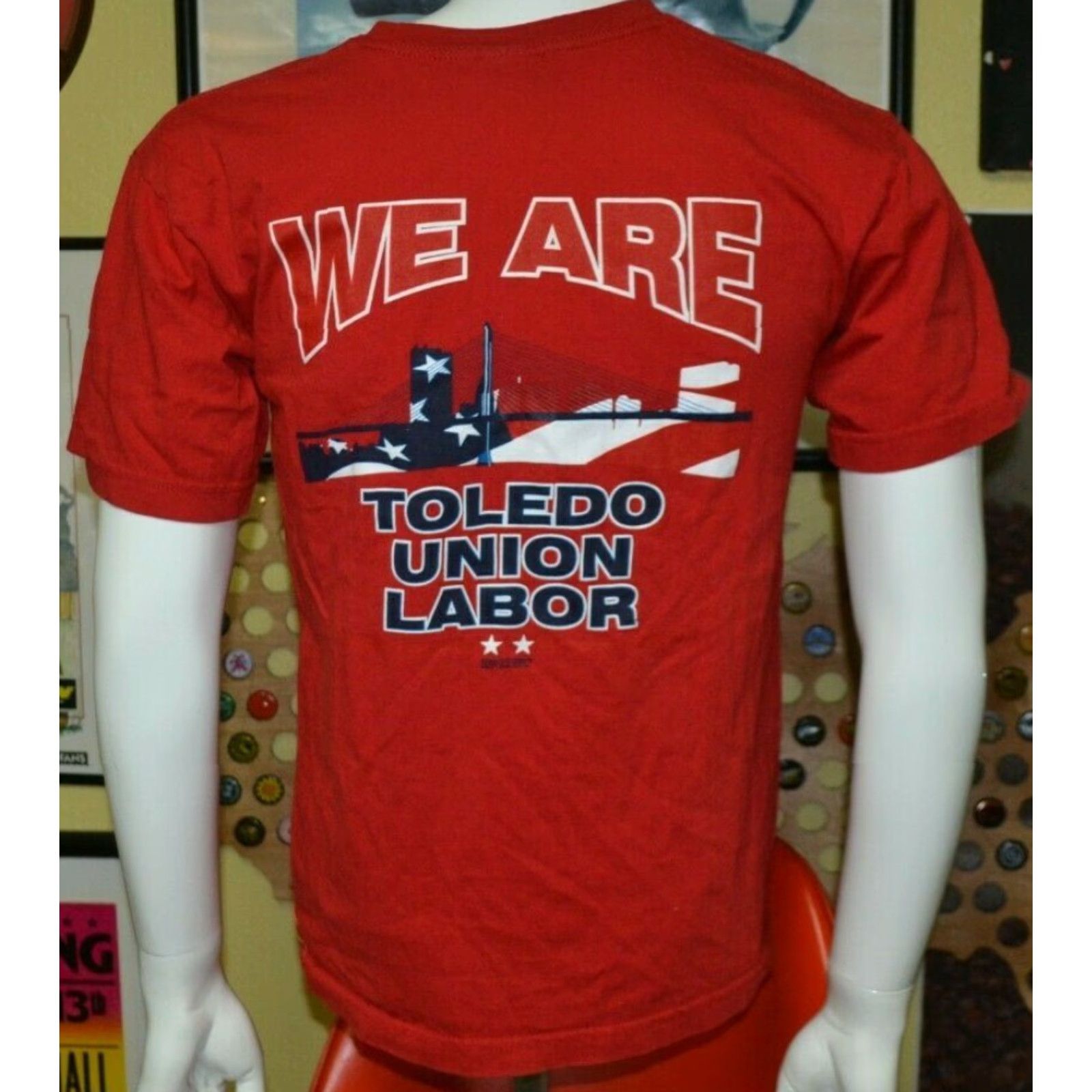 Vintage Bayside T-Shirt Adult M Red CWA Communications Workers Of America Union Pride Graphic Tee Unions Toledo OH 4319 Size US M / EU 48-50 / 2 - 3 Thumbnail