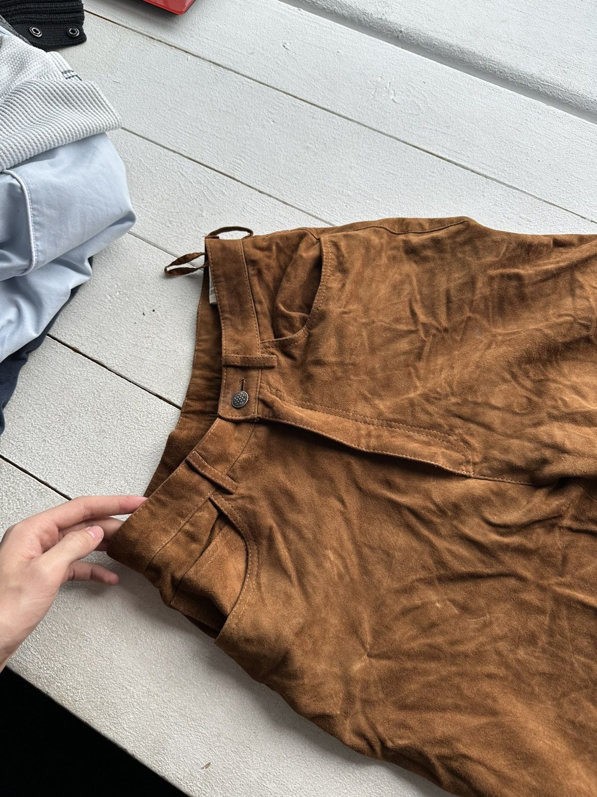 Leather 🚨Vintage leather pants motorcycles BROWN LUXURY Y2K Size 26" / US 2 / IT 38 - 2 Thumbnail