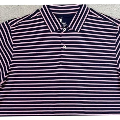 Vintage FG Tech Golf Polo Shirt Adult XL Navy Pink Striped Athletic Short Sleeve Rugby Size US XL / EU 56 / 4 - 2 Thumbnail