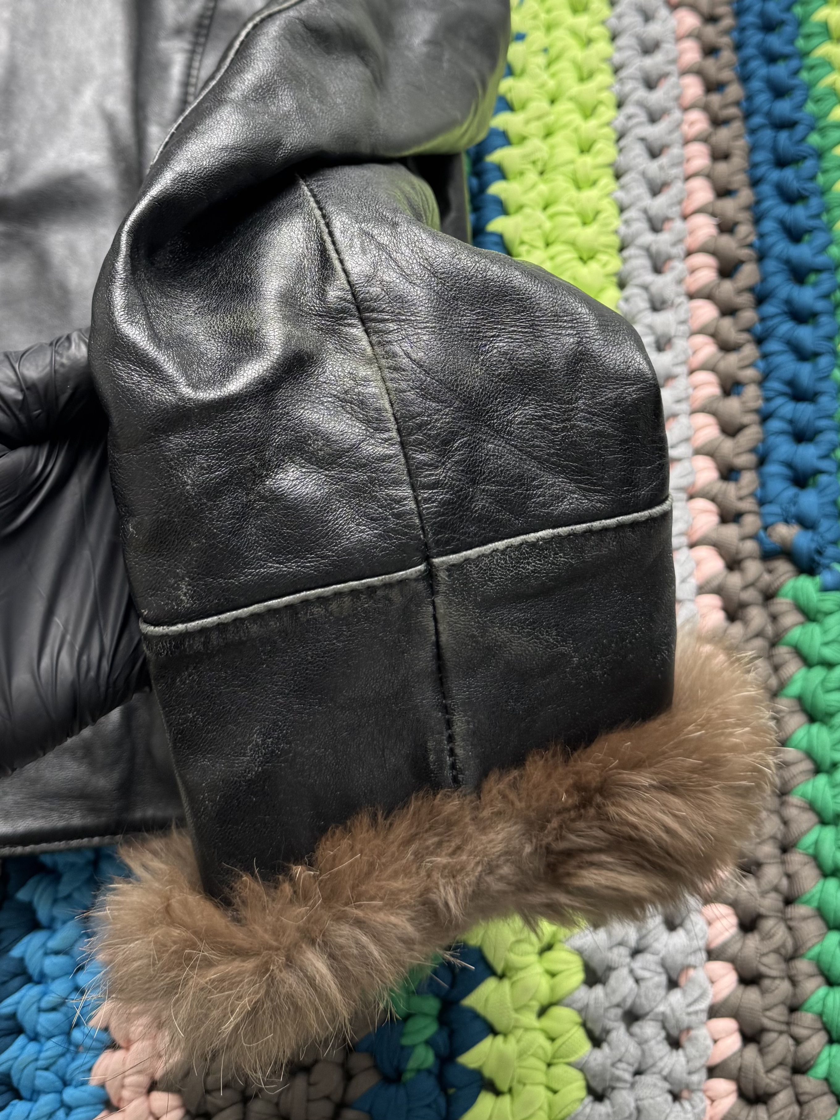Vintage Vintage Leather Cropped Jacket With Real Fur (D15)(D10) Size L / US 10 / IT 46 - 11 Thumbnail