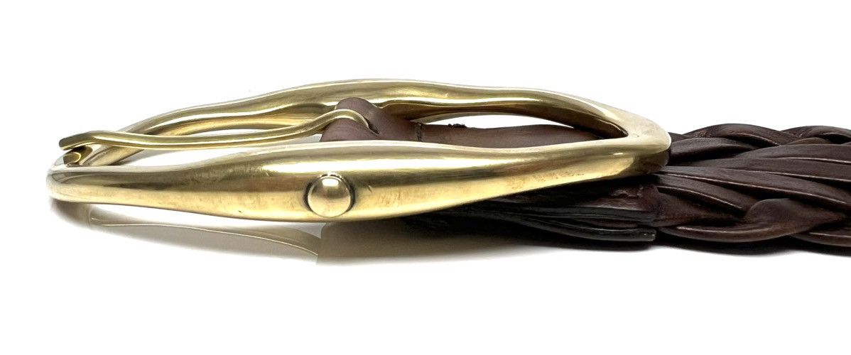 Yves Saint Laurent YVES SAINT LAURENT GOLD TONE BUCKLE W/ BRAIDED LEATHER BELT Size ONE SIZE - 16 Thumbnail