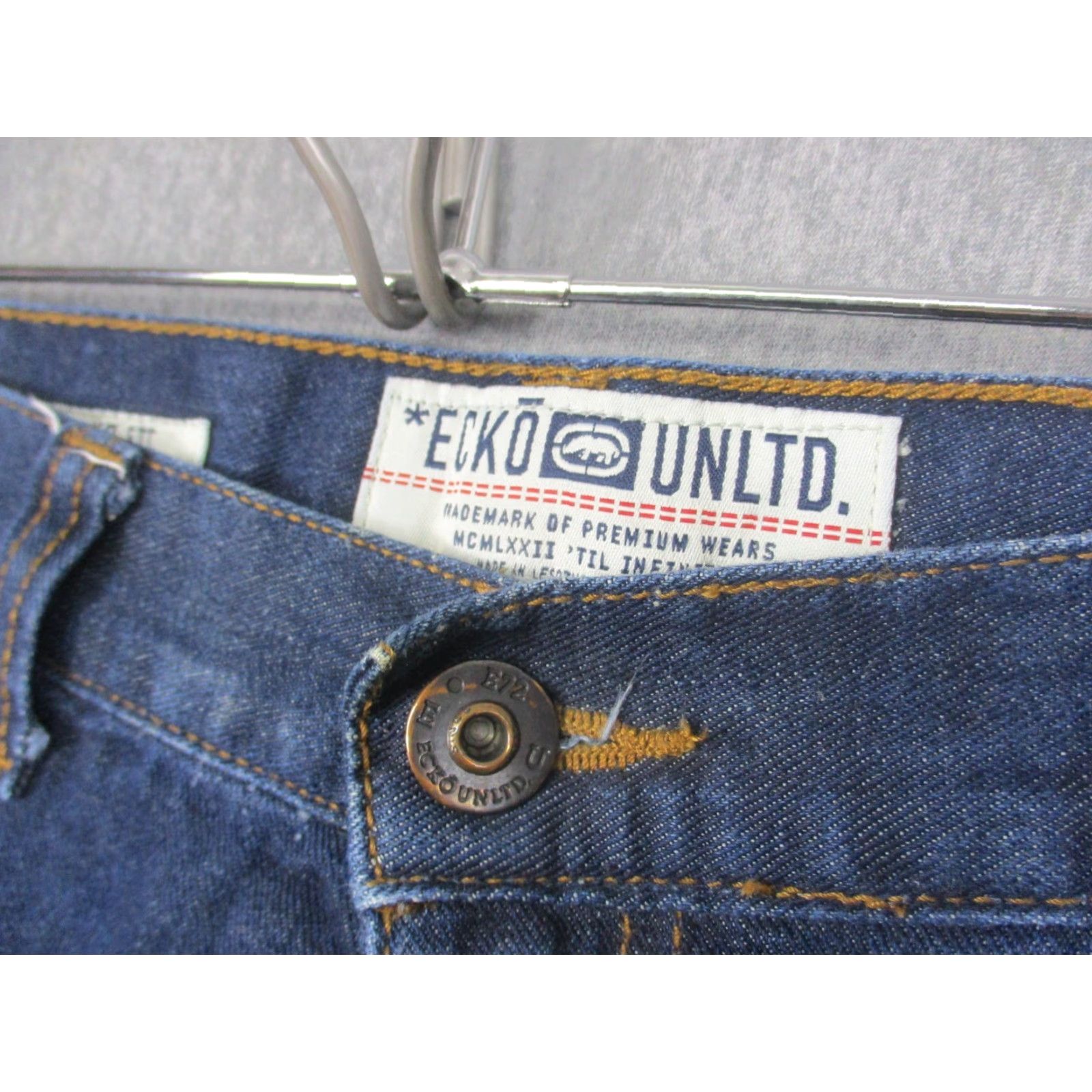 Ecko Unltd. VINTAGE Ecko Unltd Jeans Mens 38x34 Blue Denim Relaxed Fit Straight Leg Jeans Mens 38/34 Dark Blue Denim with Contrast Stitching Size US 38 / EU 54 - 7 Thumbnail