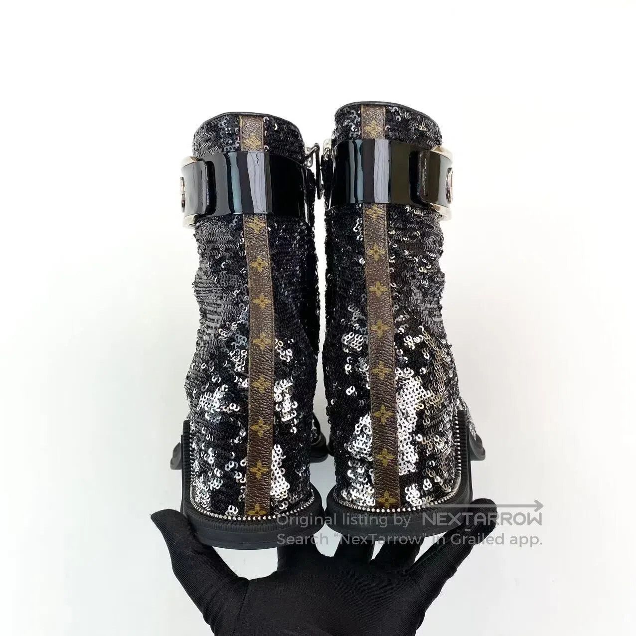 Louis Vuitton Louis Vuitton Metal logo sequined fish mouth high heels| Size US 6.5 / IT 36.5 - 5 Thumbnail
