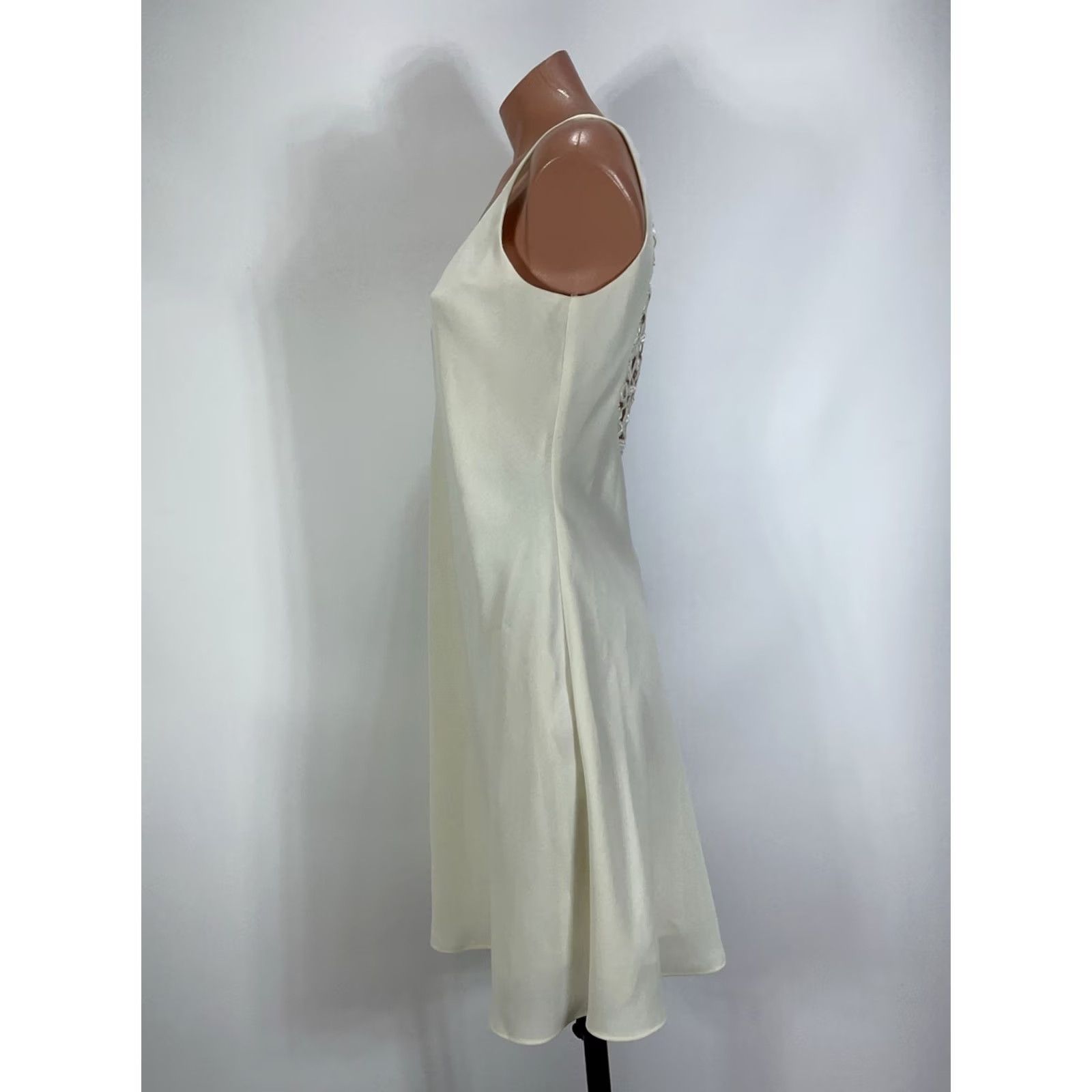 Laundry by Shelli Segal VINTAGE Laundry by Shelli Segal 90s Ivory Floral Lace Embroidered Skater Dress 8 Size M / US 6-8 / IT 42-44 - 6 Thumbnail