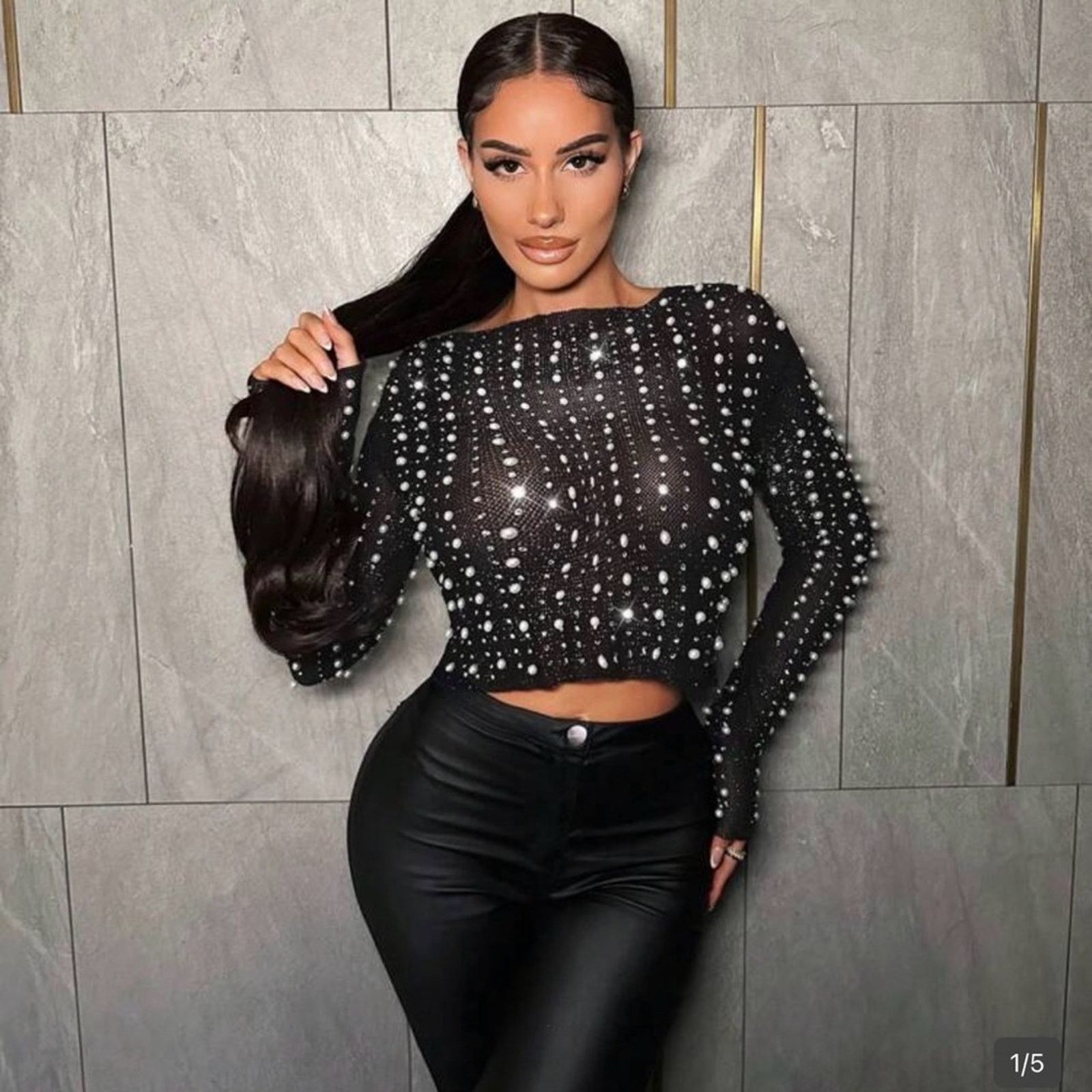 Other New Elegant Black Beaded Women's Pearl Top size XS Size XS / US 0-2 / IT 36-38 - 1 Thumbnail