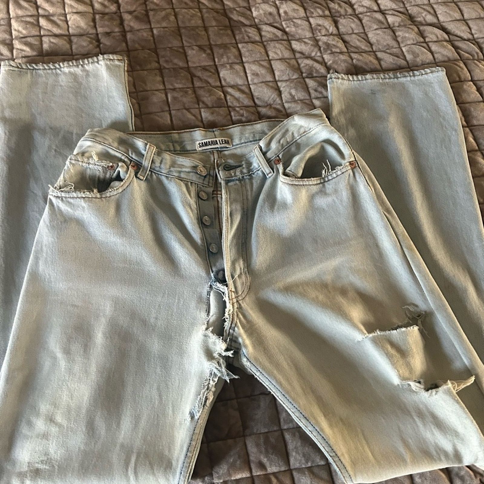 Levi's Samaria Leah Levis Aquarius Custom Distressed Jeans Size 30" / US 8 / IT 44 - 3 Thumbnail