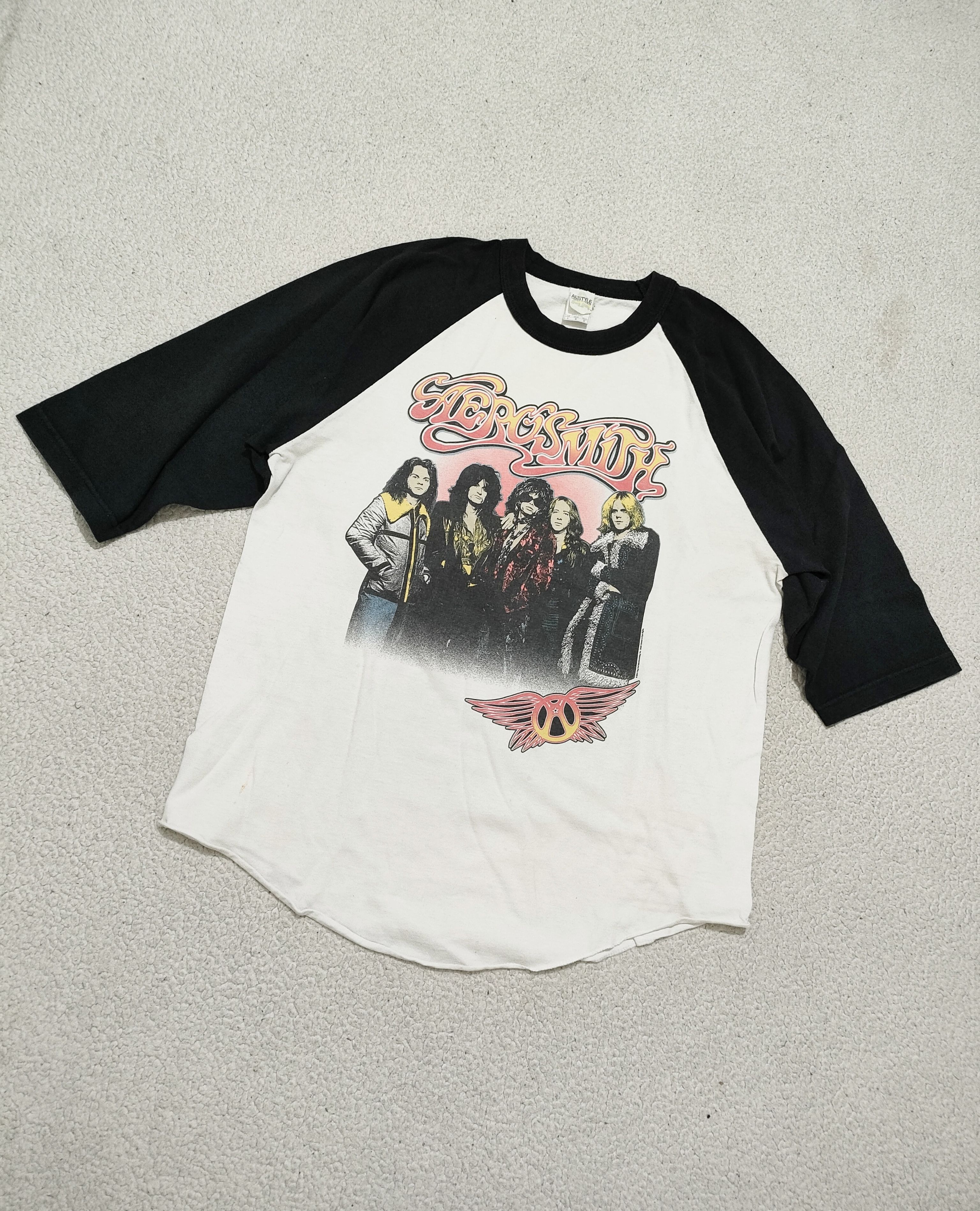 Band Tees × Vintage ©2014 AEROSMITHS LET ROCK RULE 3/4 raglan T-Shirt Size US L / EU 52-54 / 3 - 5 Thumbnail