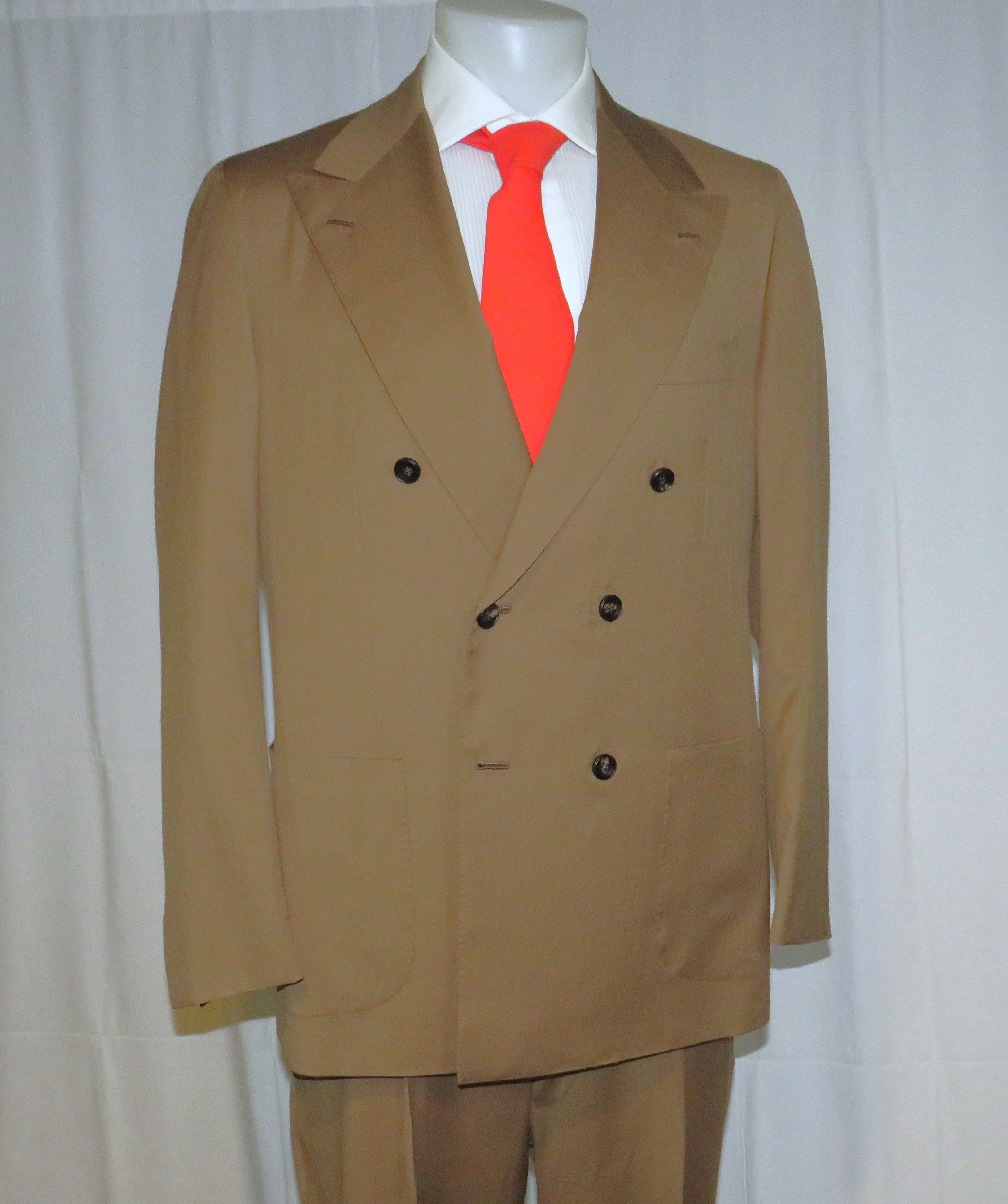 Kiton Custom Solid Brown Double Breasted Suit 45L NWT $12000 Size 46L - 11 Thumbnail