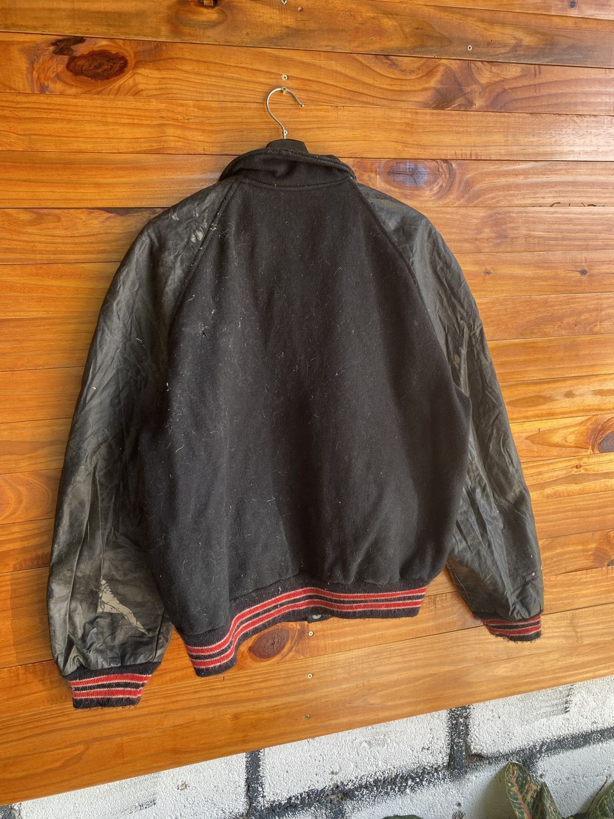 Vintage Vintage 1950s Men’s Black Wool & Leather Varsity Jacket Size US L / EU 52-54 / 3 - 12 Thumbnail