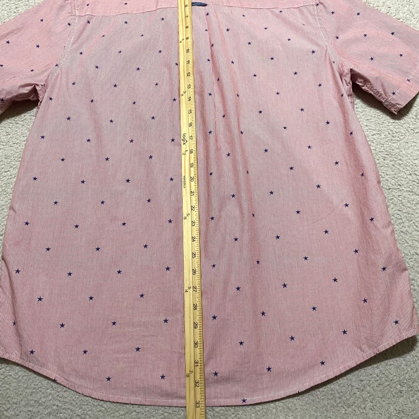Chaps Chaps Mens XL Shirt Red Striped Button-Down Short Sleeve (Casual) Size US XL / EU 56 / 4 - 7 Thumbnail