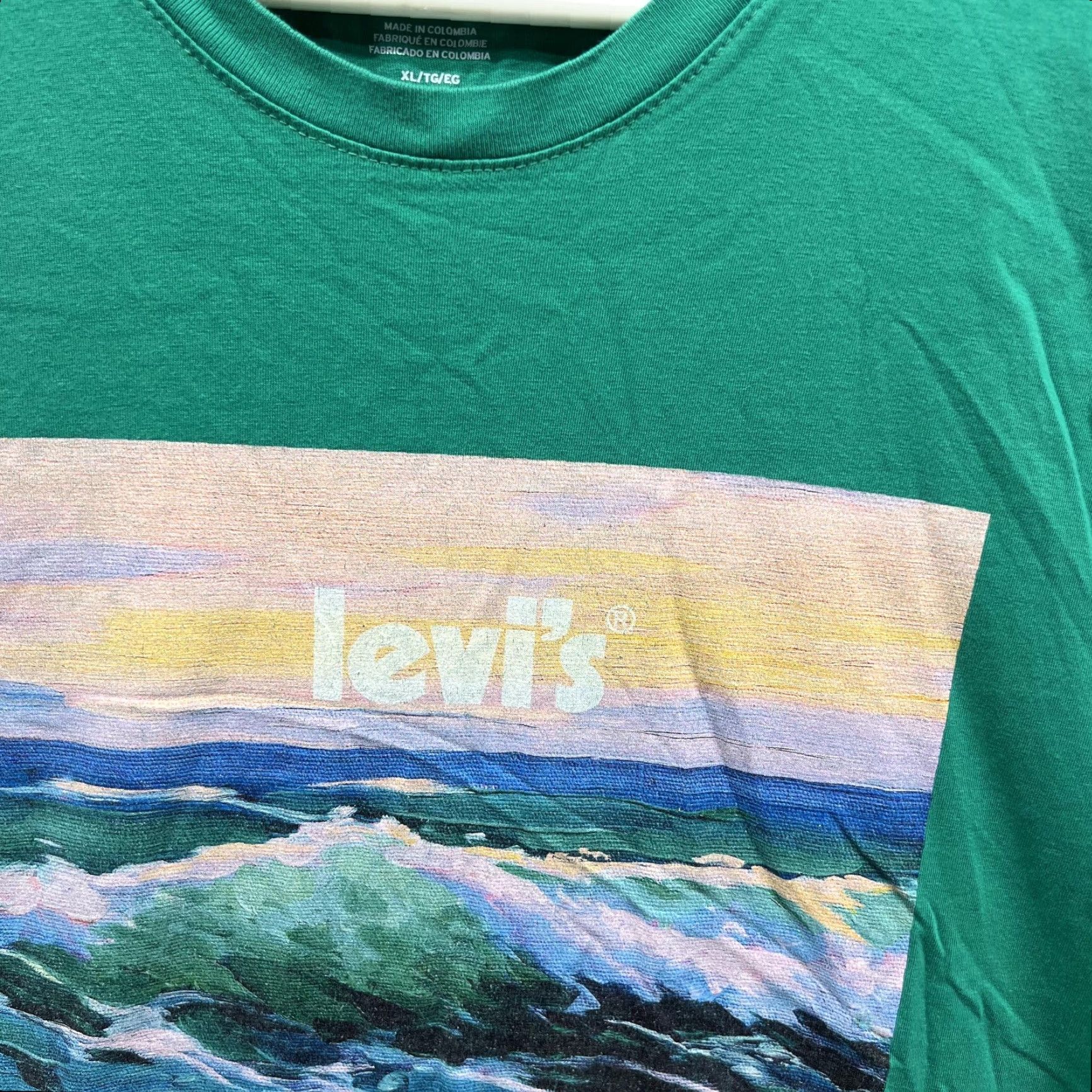 Levi's Levi's Shirt Men XL Green Cotton Logo Crewneck T-Shirt Casual All Seasons Vintage: No Size US XL / EU 56 / 4 - 4 Thumbnail