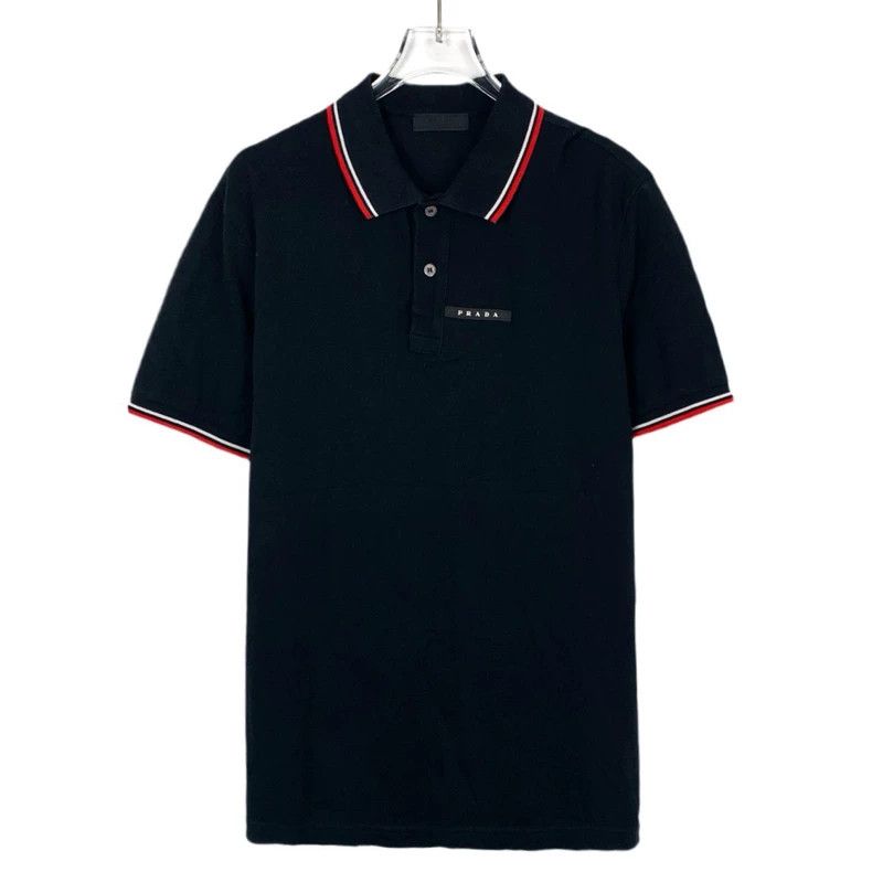 Prada Prada Logo striped trim lapel black short-sleeved Polo shir Size US XL / EU 56 / 4 - 1 Thumbnail