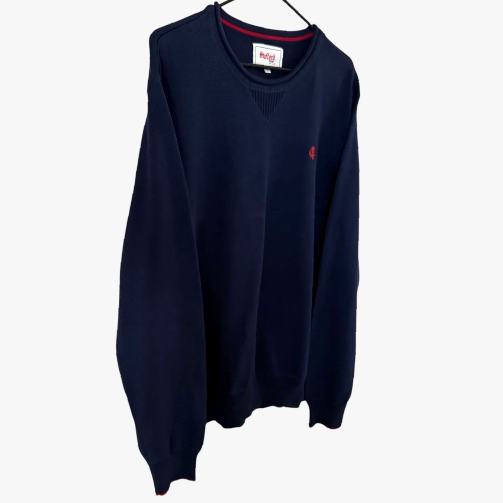 Stafford Stafford Prep Long-Sleeve Crewneck Sweater Blue L Men 100% Cotton Knit Size US L / EU 52-54 / 3 - 3 Thumbnail