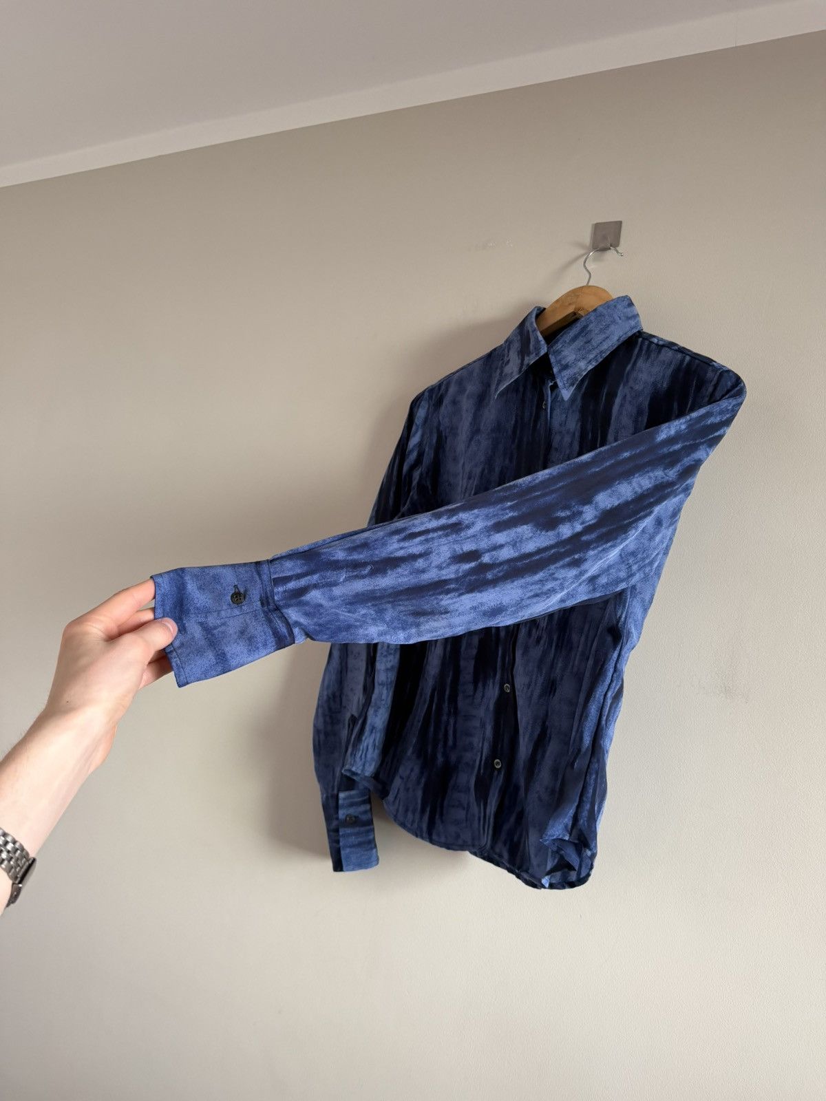 Gianfranco Ferre Vintage Gianfranco Ferré Blue Pattern Shirt Size L / US 10 / IT 46 - 2 Thumbnail
