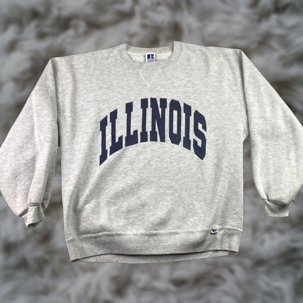 Russell Athletic VINTAGE Illinois Illini x Russell Athletics Crew Neck Sweatshirt Gray Large Size US L / EU 52-54 / 3 - 1 Thumbnail