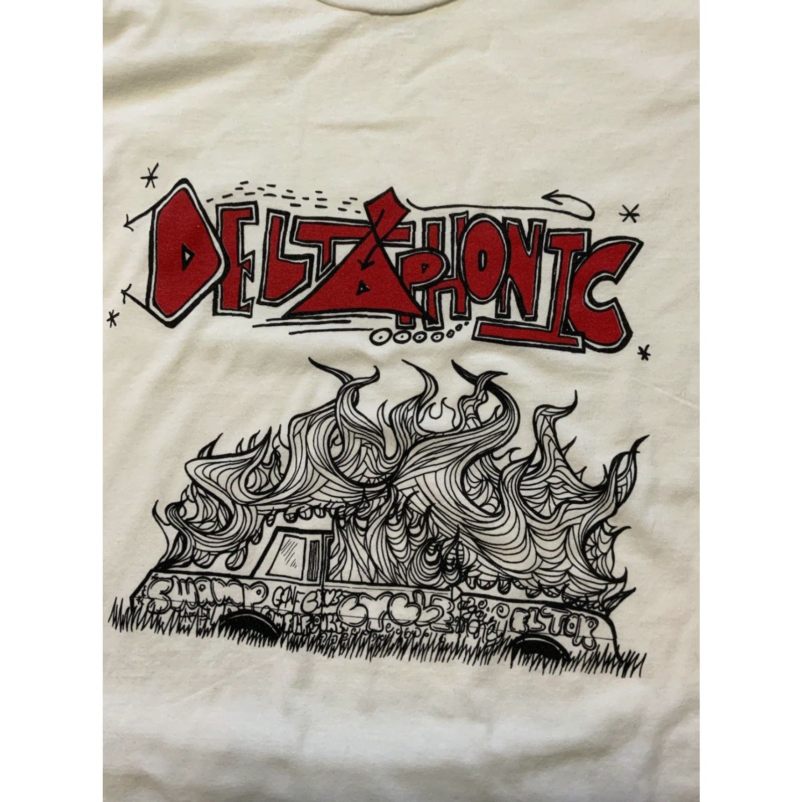 Hanes Deltaphonic Swamp Cycle Southern Rock Band Graphic Official Merch S/S T-Shirt MD Men White Medium Hanes Size US M / EU 48-50 / 2 - 6 Thumbnail
