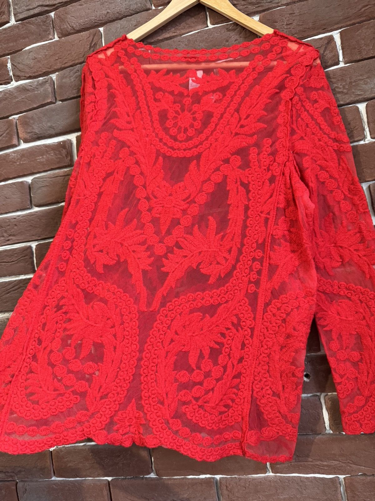 Jean Paul Gaultier Vintage 90s Jean Paul Gaultier Floral Lace Mesh LS TOP JP 44 Size M / US 6-8 / IT 42-44 - 7 Thumbnail