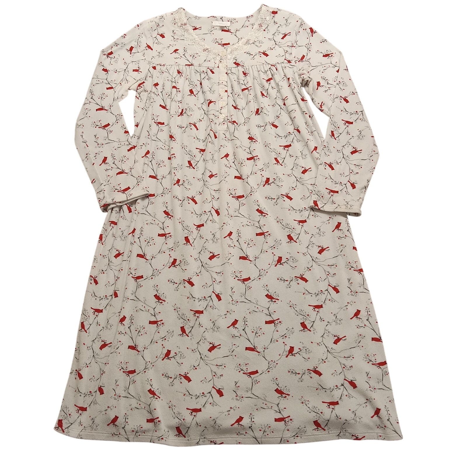 & Other Stories Secret Treasures Sleepwear Night Dress Fleece Cardinals Lace Size M / US 6-8 / IT 42-44 - 1 Thumbnail