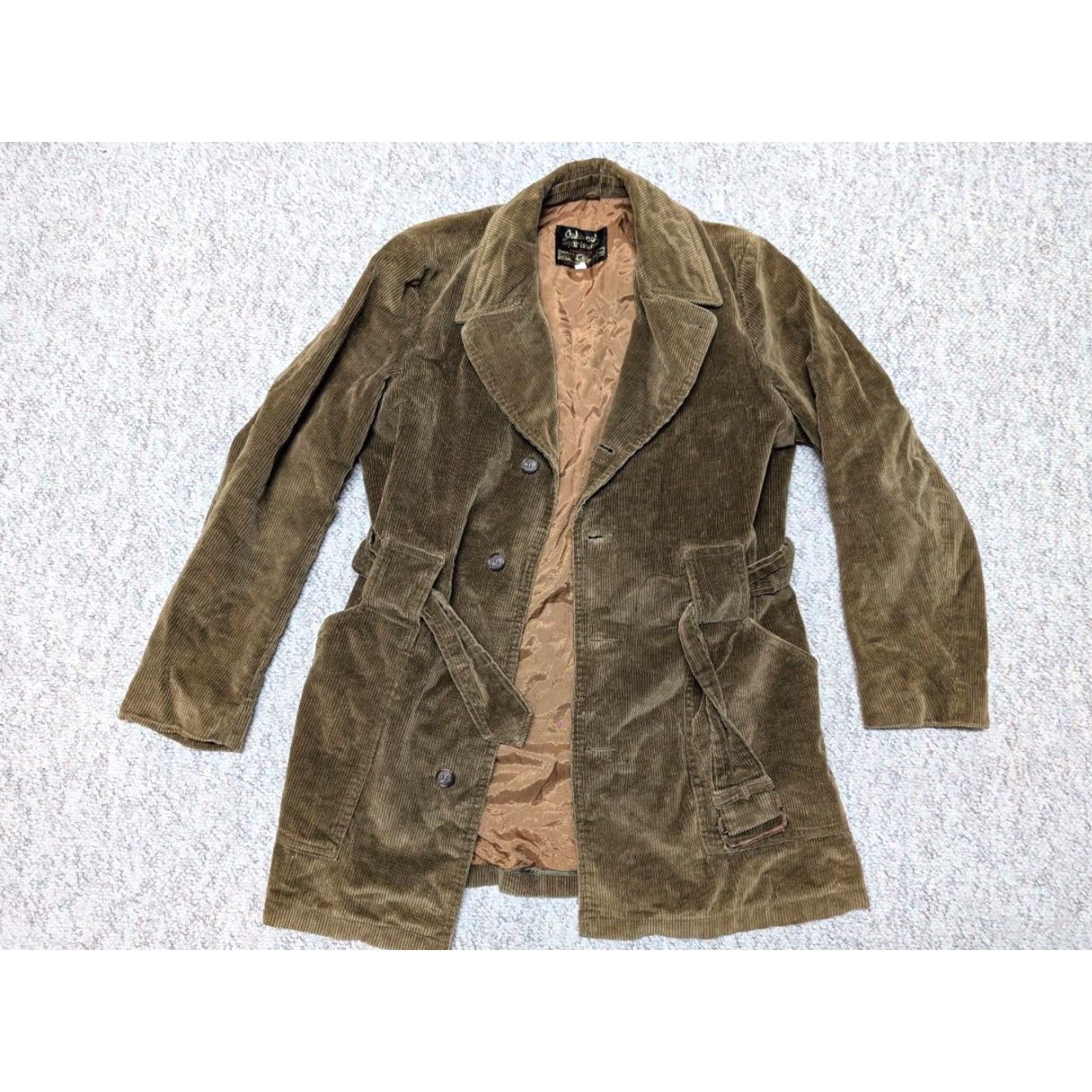 Vintage VINTAGE NORFOLK corduroy coat BELTED green 38 jacket blazer TALL/LONG sherlock Mens Size 36R - 5 Thumbnail