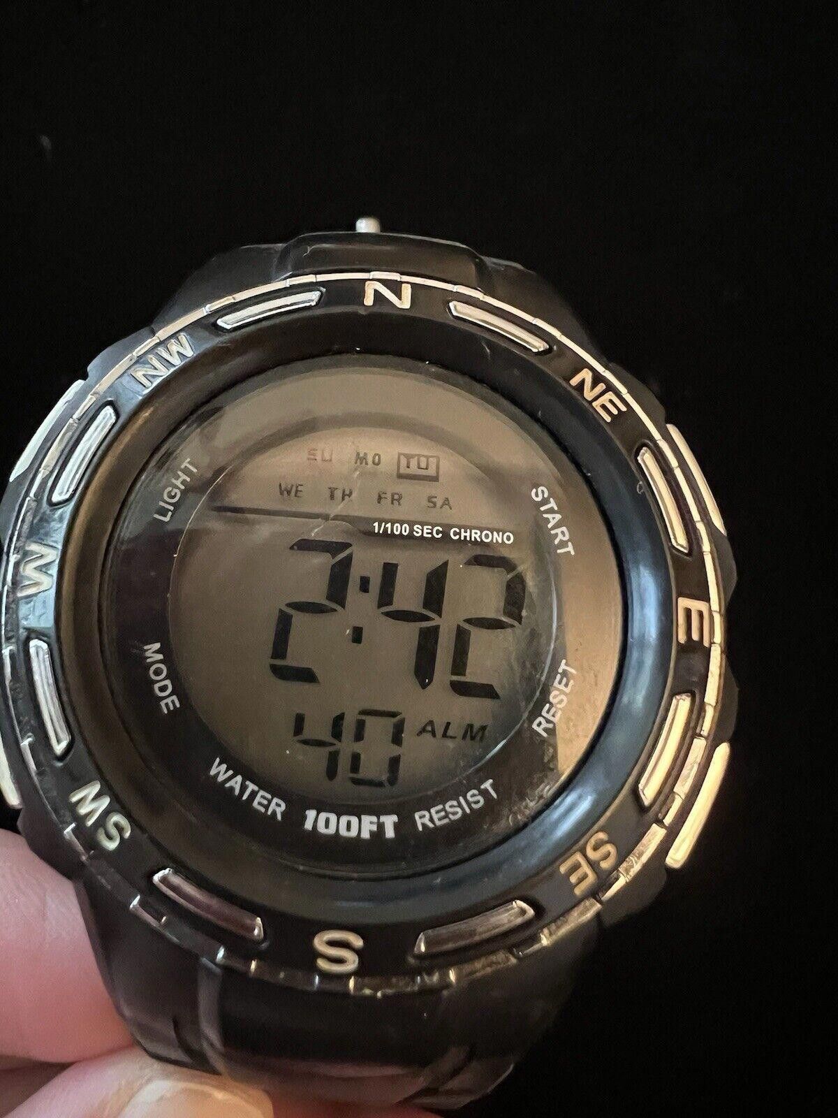 Designer Digital Watch Light, Alarm, Stopwatch, New Battery Size ONE SIZE - 1 Thumbnail