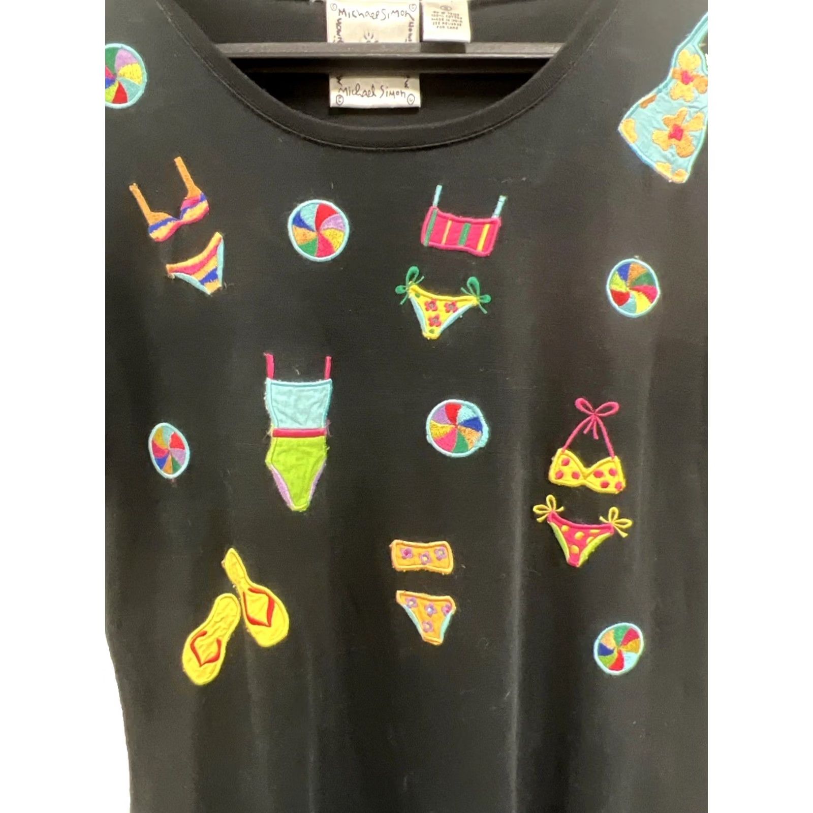 Simons Michael Simon Black Midi Dress Womens Small Beach Applique Novelty Art Cotton Dress Size S / US 4 / IT 40 - 7 Thumbnail