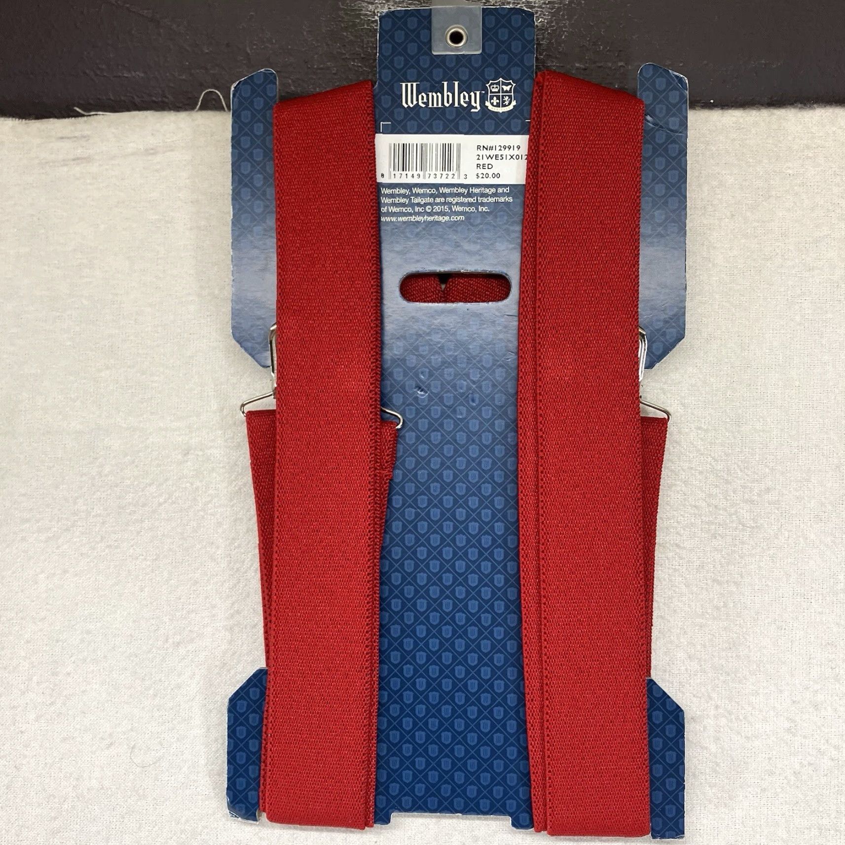 Vintage WEMBLEY Suspenders Red S-XL Top Notch Clip Adjustable Adult Mens Belt Accessories American Theme One Size Size US M / EU 48-50 / 2 - 2 Thumbnail