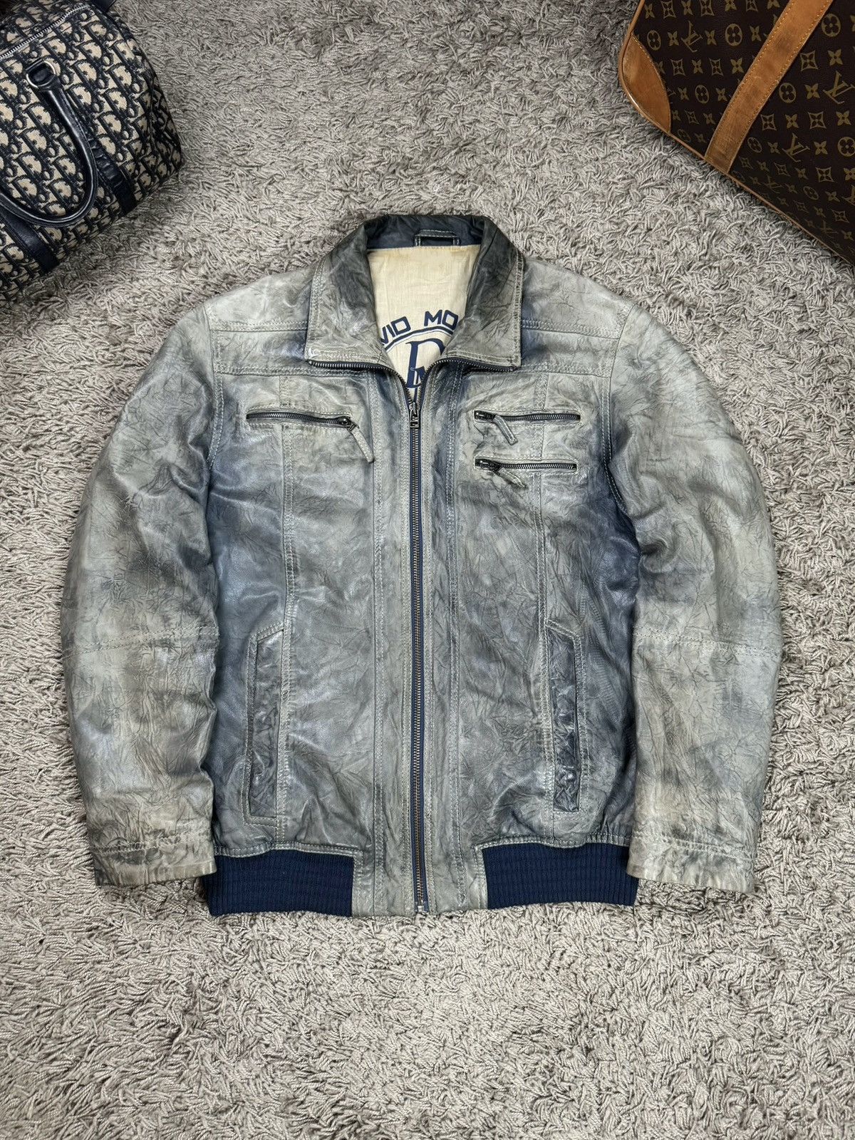 Vintage Vintage leather jacket David Moore original casual item Size US L / EU 52-54 / 3 - 1 Thumbnail