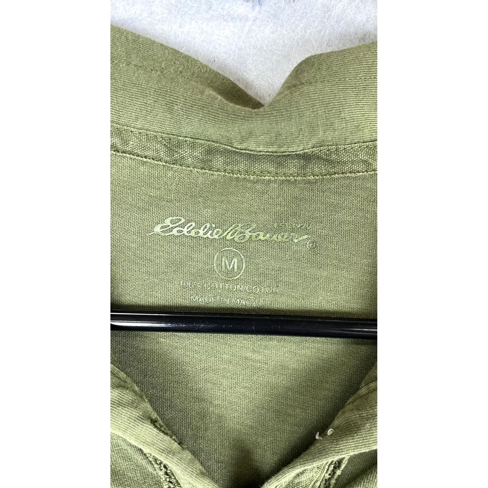Eddie Bauer Eddie Bauer Womens Medium Green Polo Shirt Cotton Pleated Collar Button Front Size M / US 6-8 / IT 42-44 - 2 Thumbnail