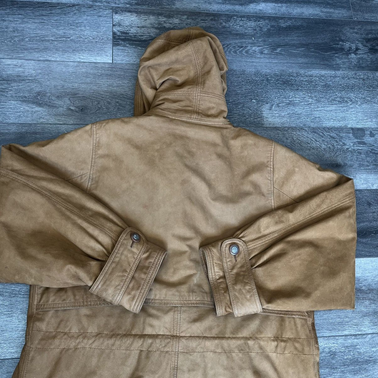 Vintage Vintage Sea Dream Hooded Leather Buttoned Barn Chore Jacket Size US L / EU 52-54 / 3 - 12 Thumbnail