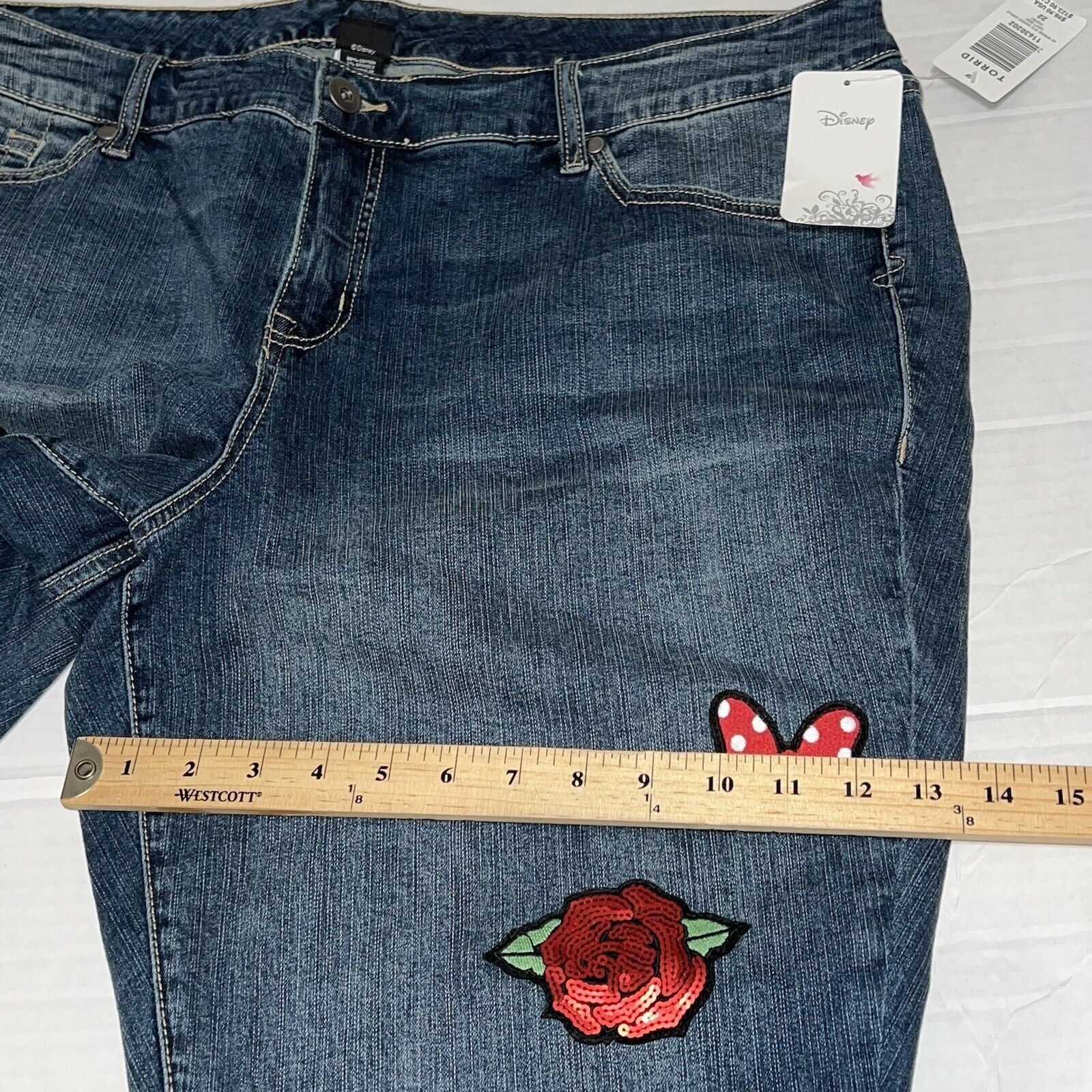 Disney Torrid Jeans Womens Plus 22 Disney Patches Skinny High Rise Size 22" - 13 Thumbnail