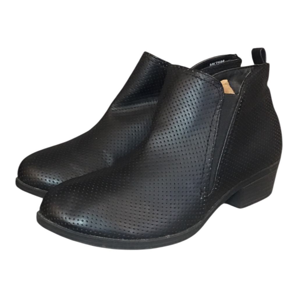 Other Sugar Girl's Black Perforated Ankle Boot Booties Side Zip 3M Size US 5.5 / IT 35.5 - 1 Thumbnail