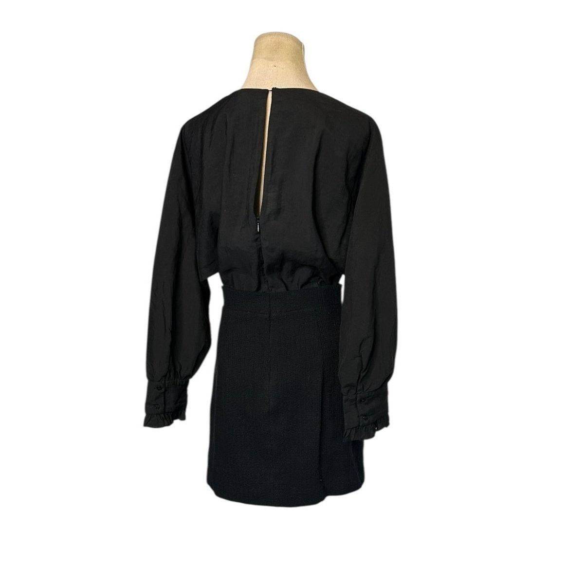 Zara Zara Black Contrasting Tweed Long Sleeve Mini Dress Size S Size S / US 4 / IT 40 - 17 Thumbnail