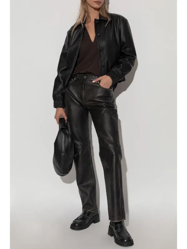 Samsoe Samsoe Salynn Leather Trousers Size 28" / US 6 / IT 42 - 1 Thumbnail