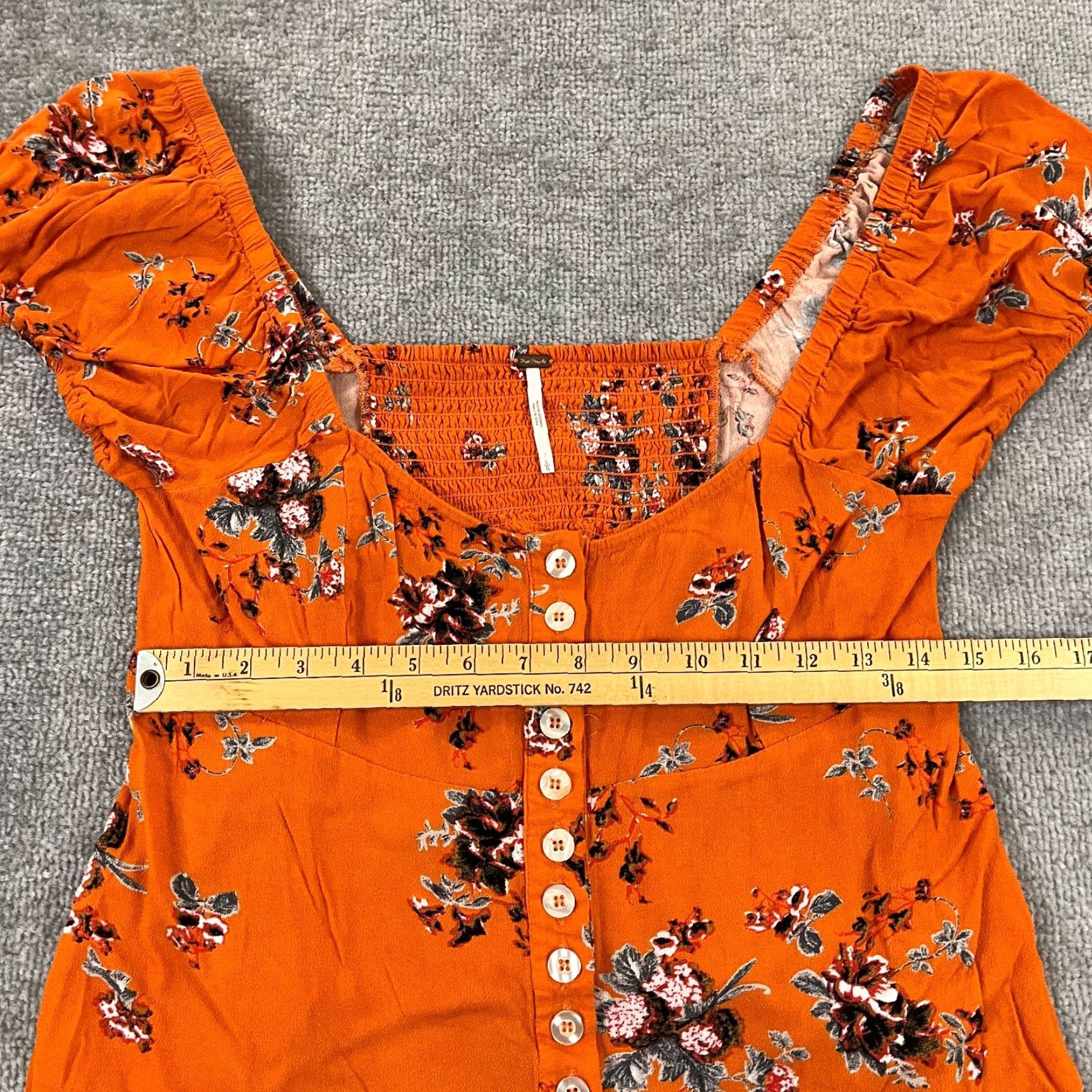 Free People FREE PEOPLE Floral Blouse Womens Large Multicolor 3/4 Sleeve Peasant Button Top Size L / US 10 / IT 46 - 5 Thumbnail