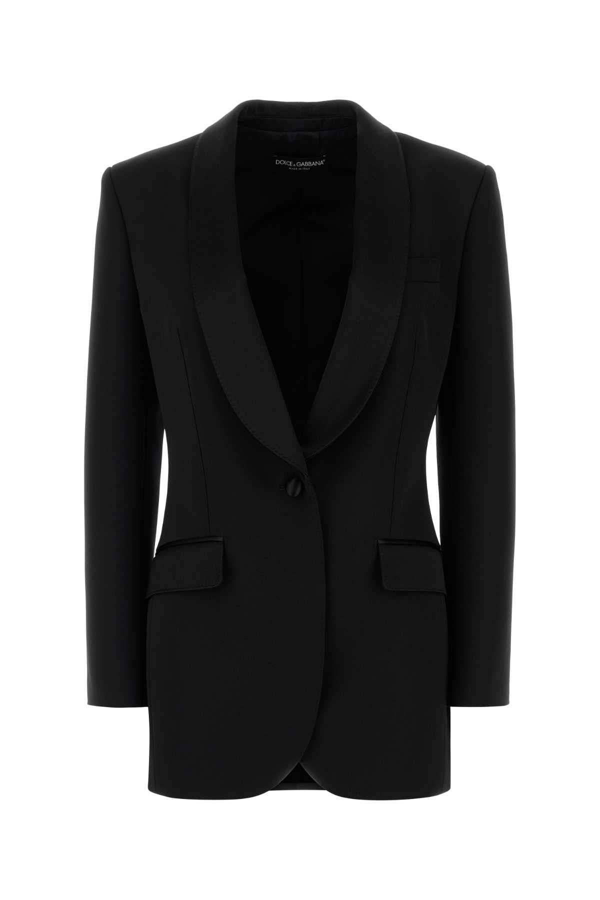 Dolce & Gabbana Black Stretch Wool Blend Blazer Size M / US 6-8 / IT 42-44 - 1 Thumbnail