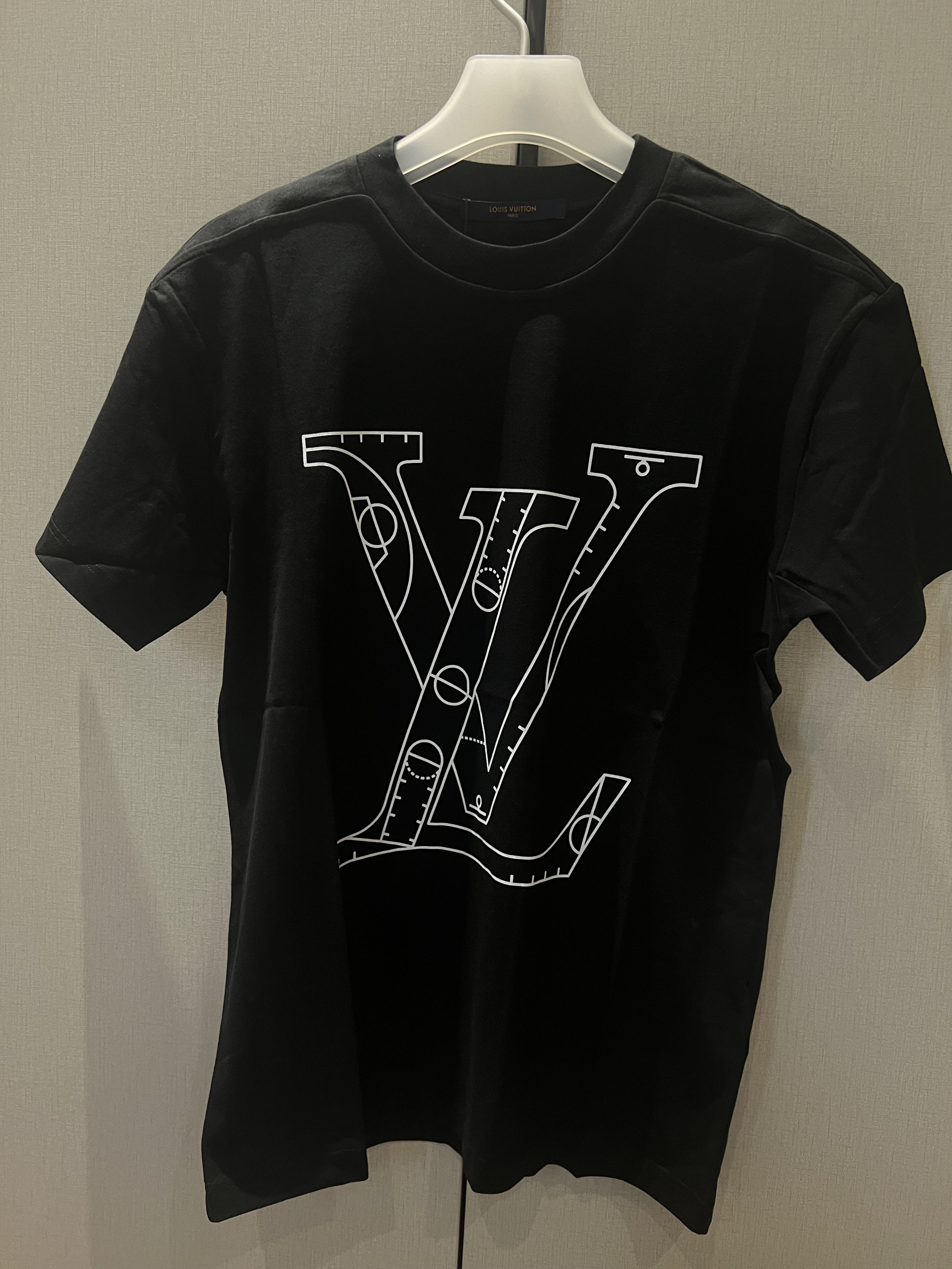 image of Louis Vuitton x NBA Front And Back Print T Shirt in Black, Men's (Size XS)