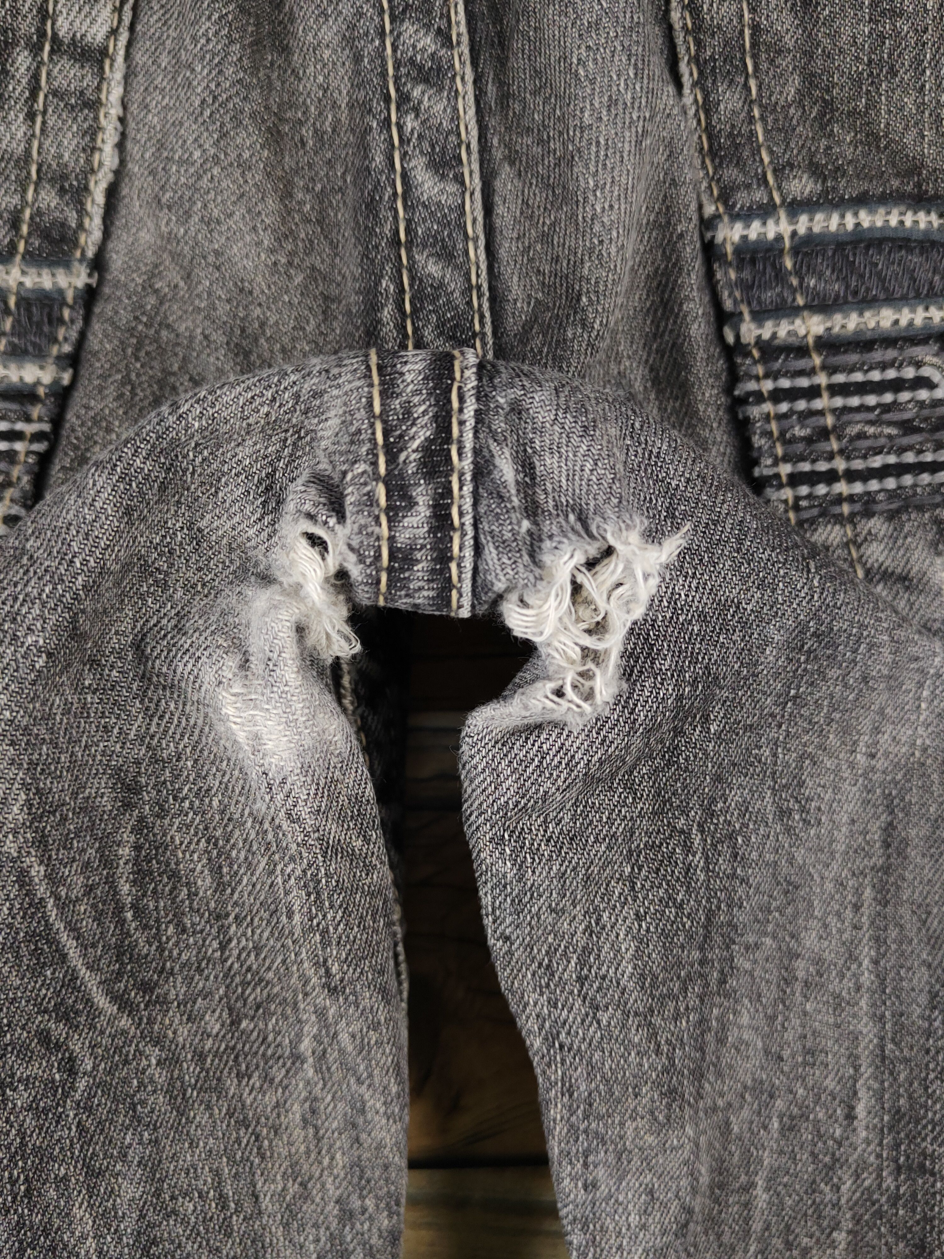 Japanese Brand Pasta Denim Black Distressed Ripped Jeans #W1415 Size US 31 - 8 Thumbnail