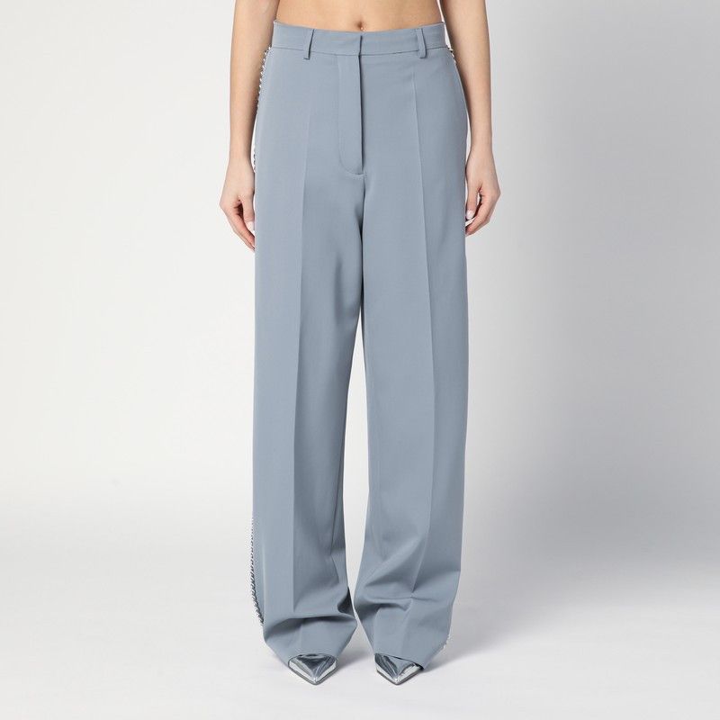 Stella McCartney Stella Mccartney Wide-Leg Light Grey Falabella Pants With Chain Size 27" / US 4 / IT 40 - 1 Thumbnail