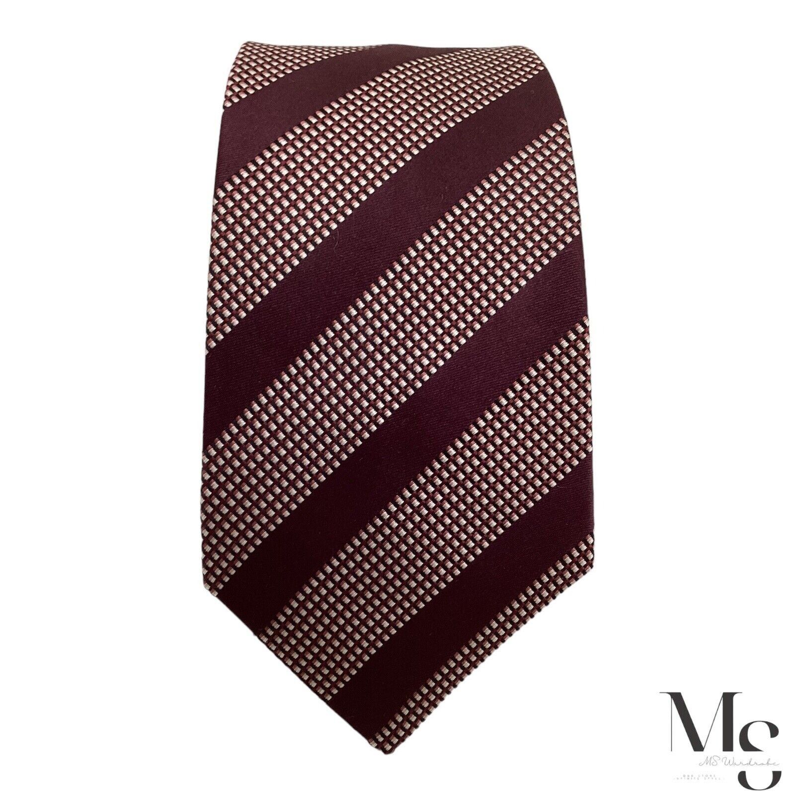 Hugo Boss BOSS SELECTION Trifold Violet Striped Silk Tie Italy W: 3.4 Size ONE SIZE - 3 Thumbnail