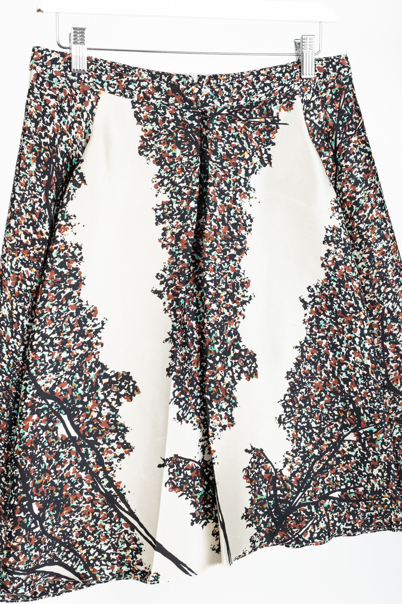 Balenciaga Balenciaga R/12 Runway Leaves-Print Silk Full Mini Skirt Size 29" - 3 Thumbnail