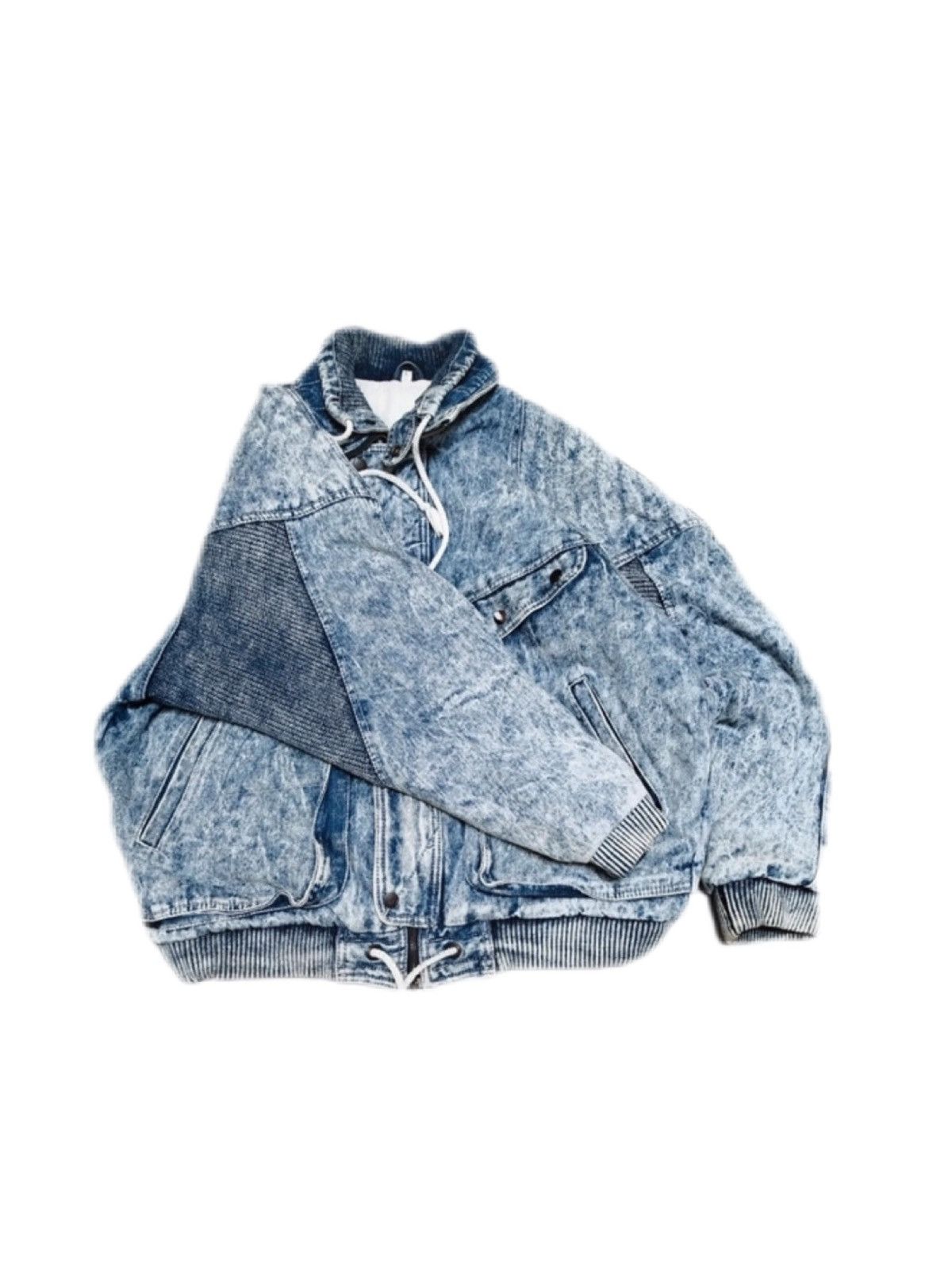 Designer × Vintage 90s vintage Faded denim Oversized box cut Bomber jacket Size US XL / EU 56 / 4 - 3 Thumbnail