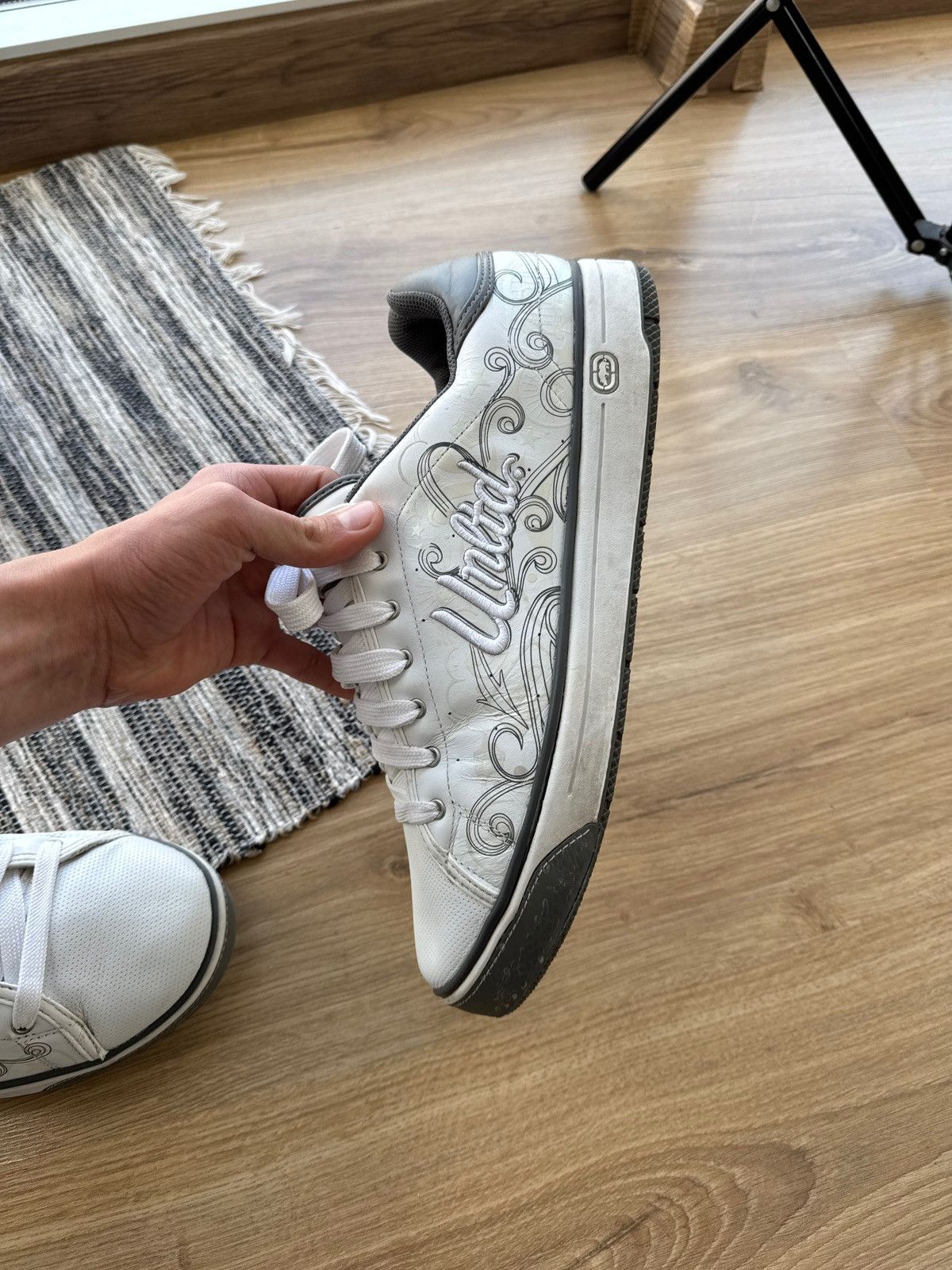 Ecko Unltd. × Vintage Ecko Unltd. Big logo Y2K Leather white sneakers shoes Size US 13 / EU 46 - 6 Thumbnail