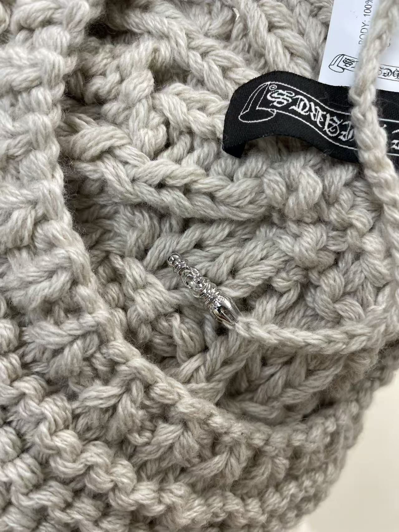 Chrome Hearts Chrome Hearts Cashmere Silver Cross Button Beige Beret Size ONE SIZE - 7 Thumbnail